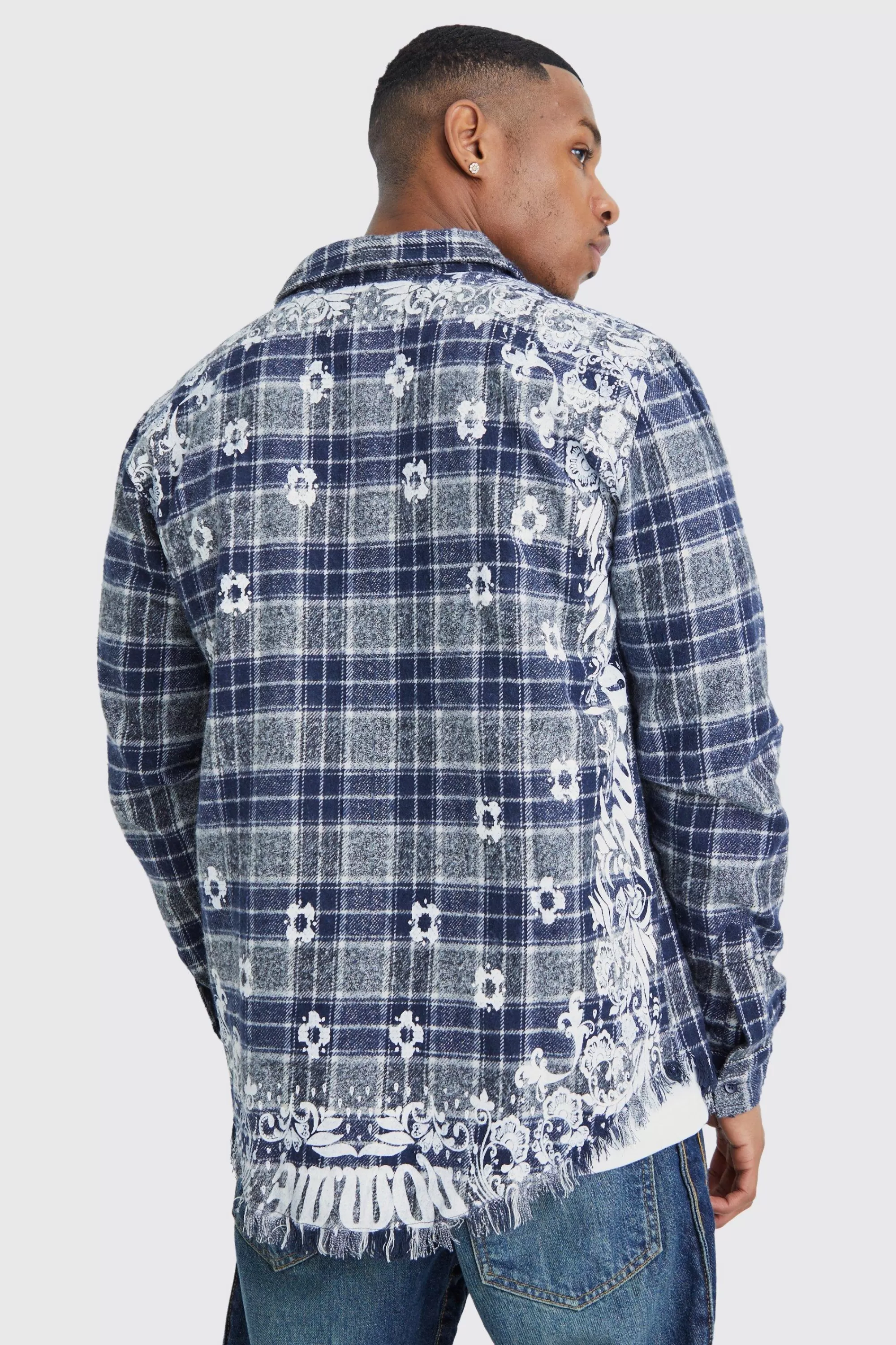 boohooMAN All Over Large Scale Bandana Check Shirt | UK