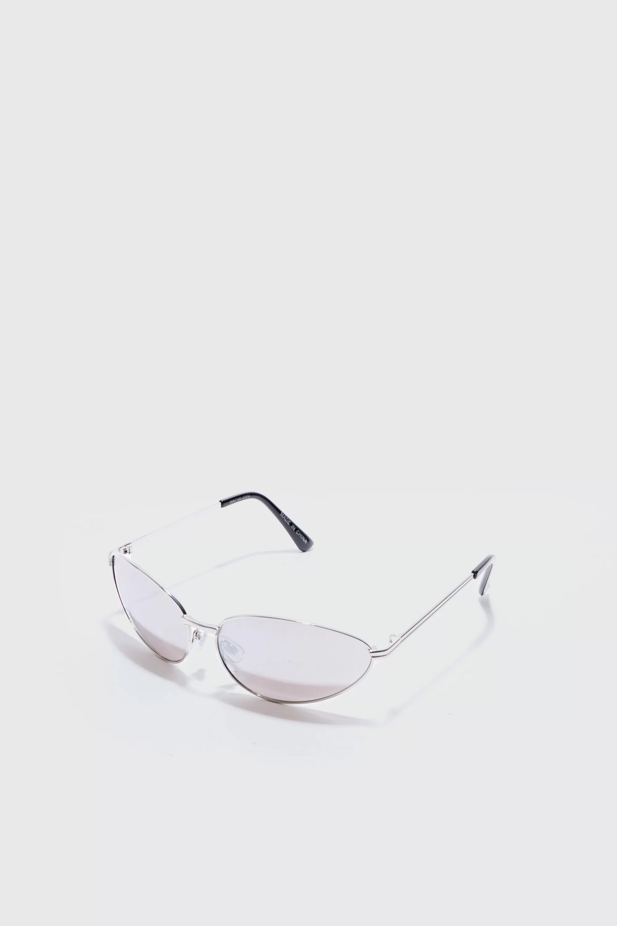 boohooMAN Angled Metal Sunglasses With Lens In | UK