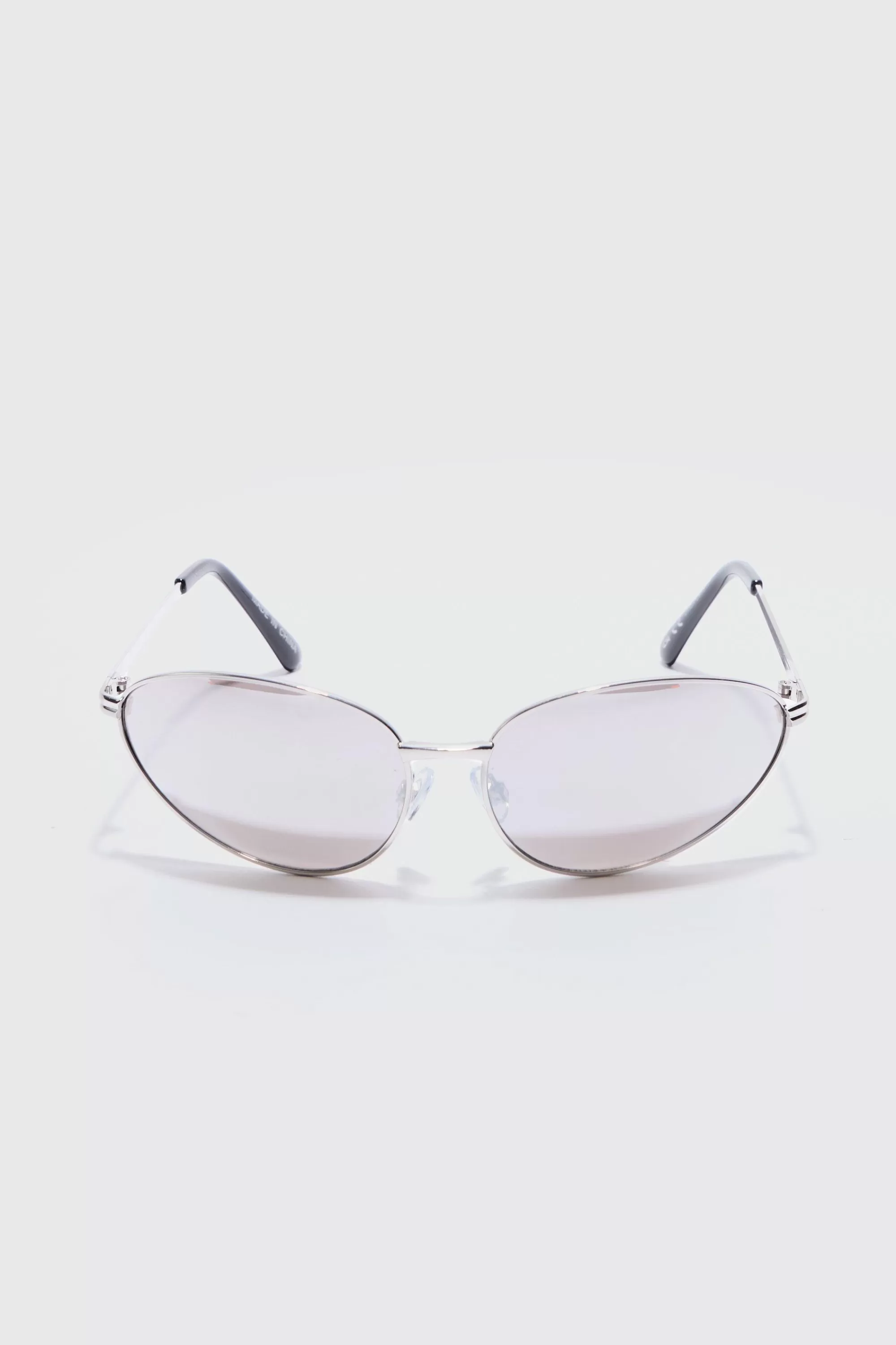 boohooMAN Angled Metal Sunglasses With Lens In | UK