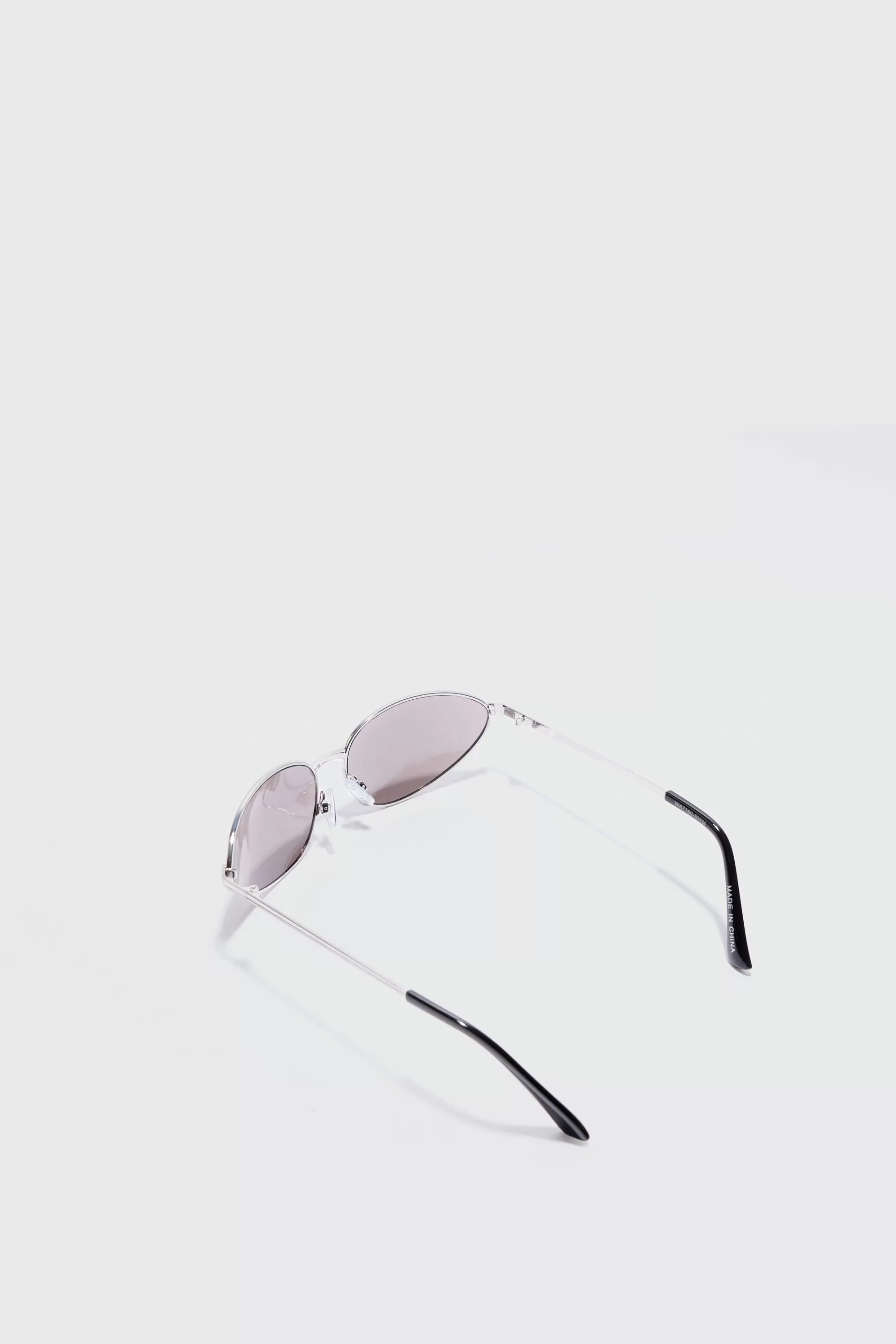 boohooMAN Angled Metal Sunglasses With Lens In | UK