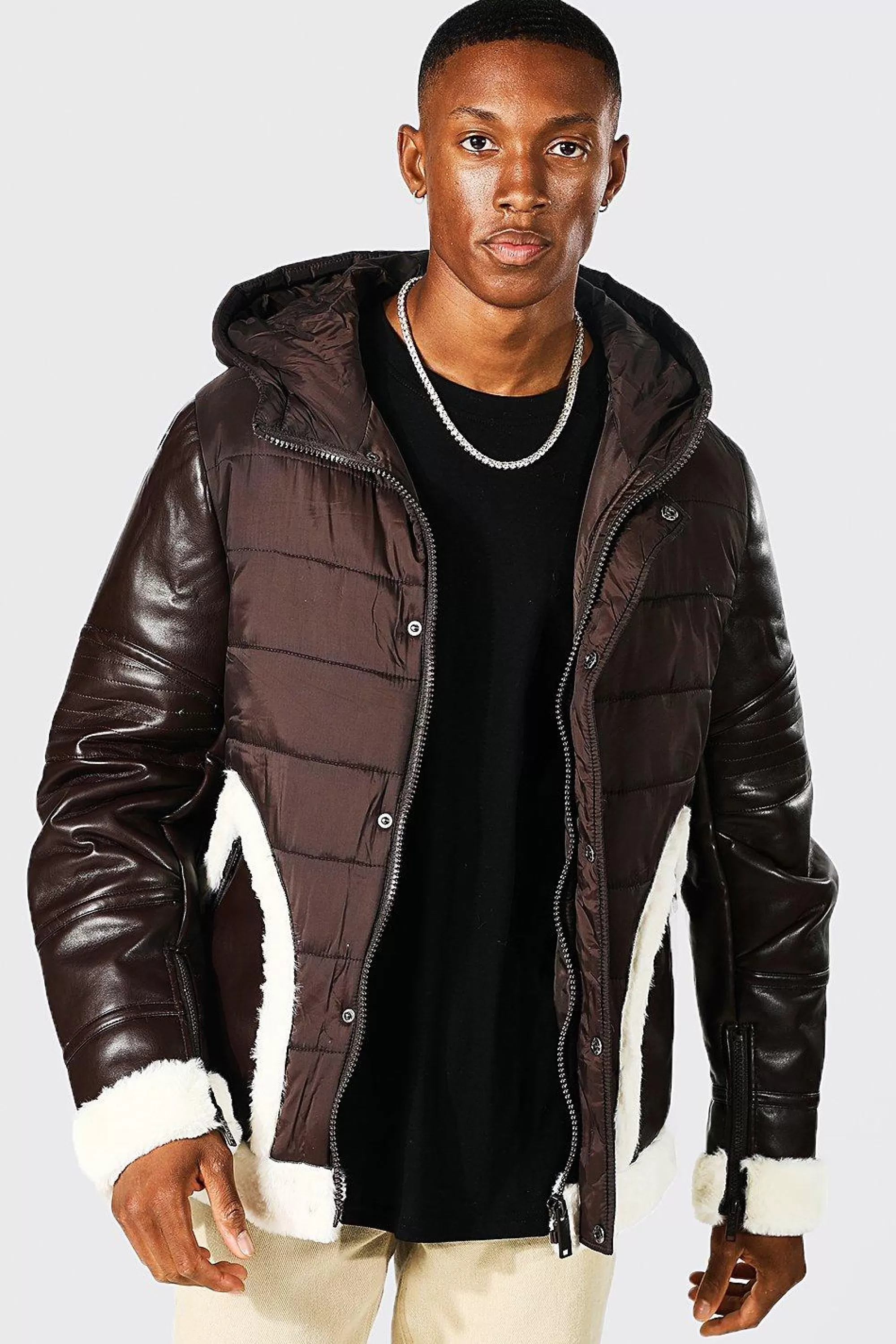 boohooMAN Aviator With Puffer Body Styling | UK