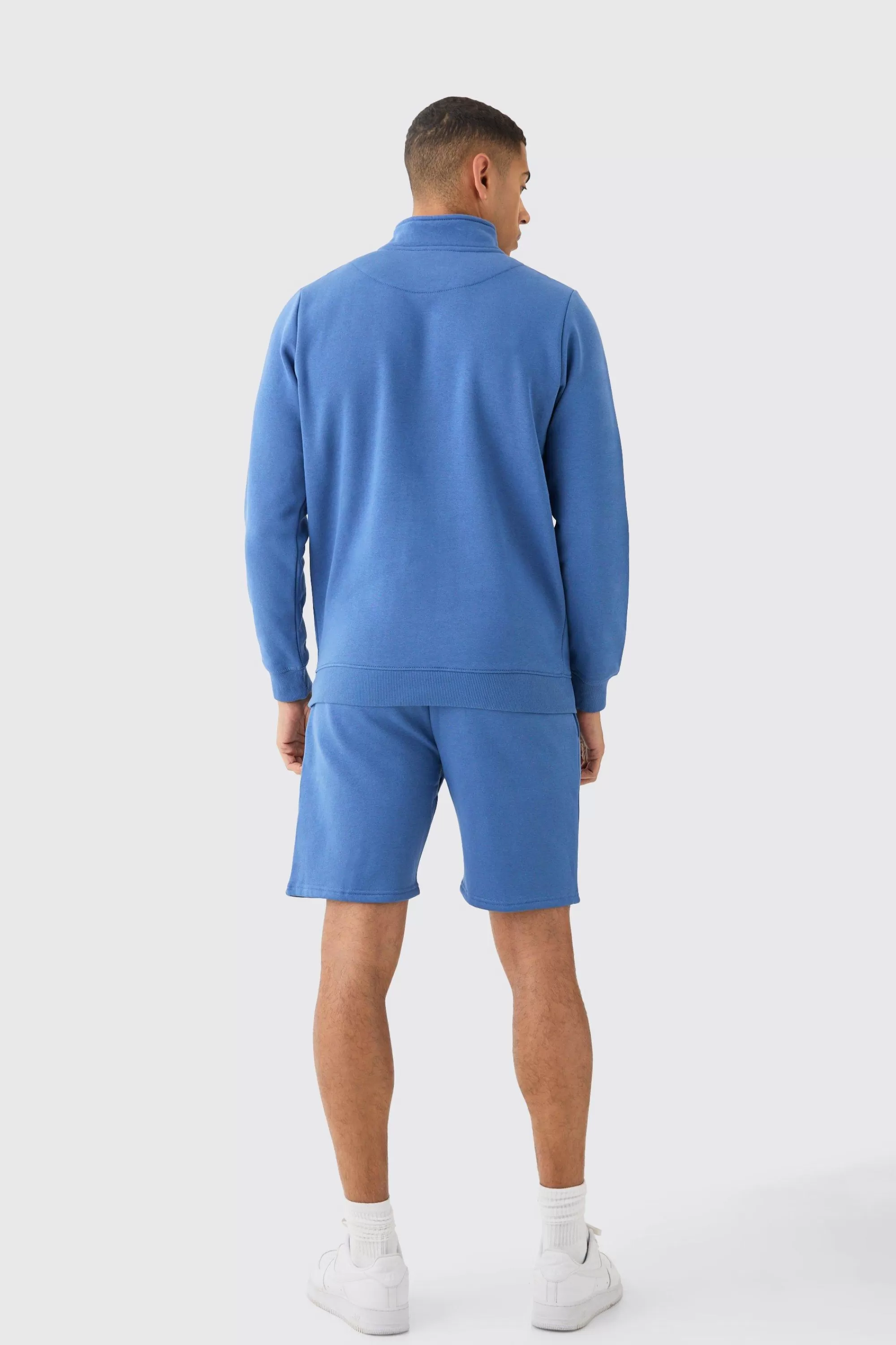 boohooMAN B Applique Funnel Neck Short Tracksuit | UK