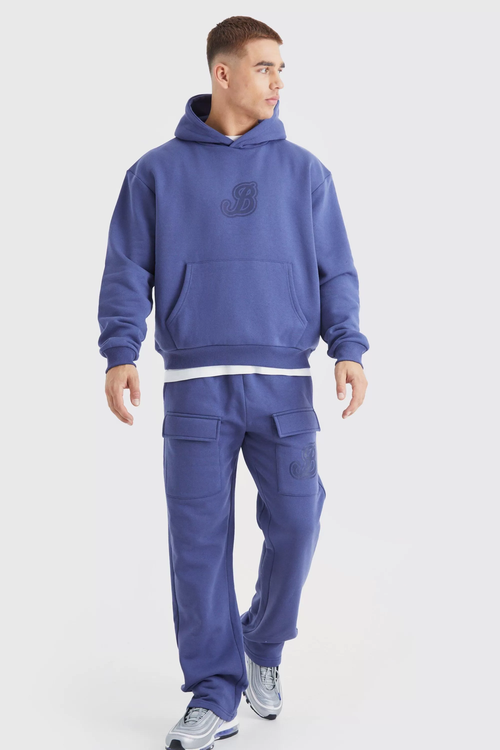 boohooMAN B Cargo Pocket Gusset Tracksuit | UK