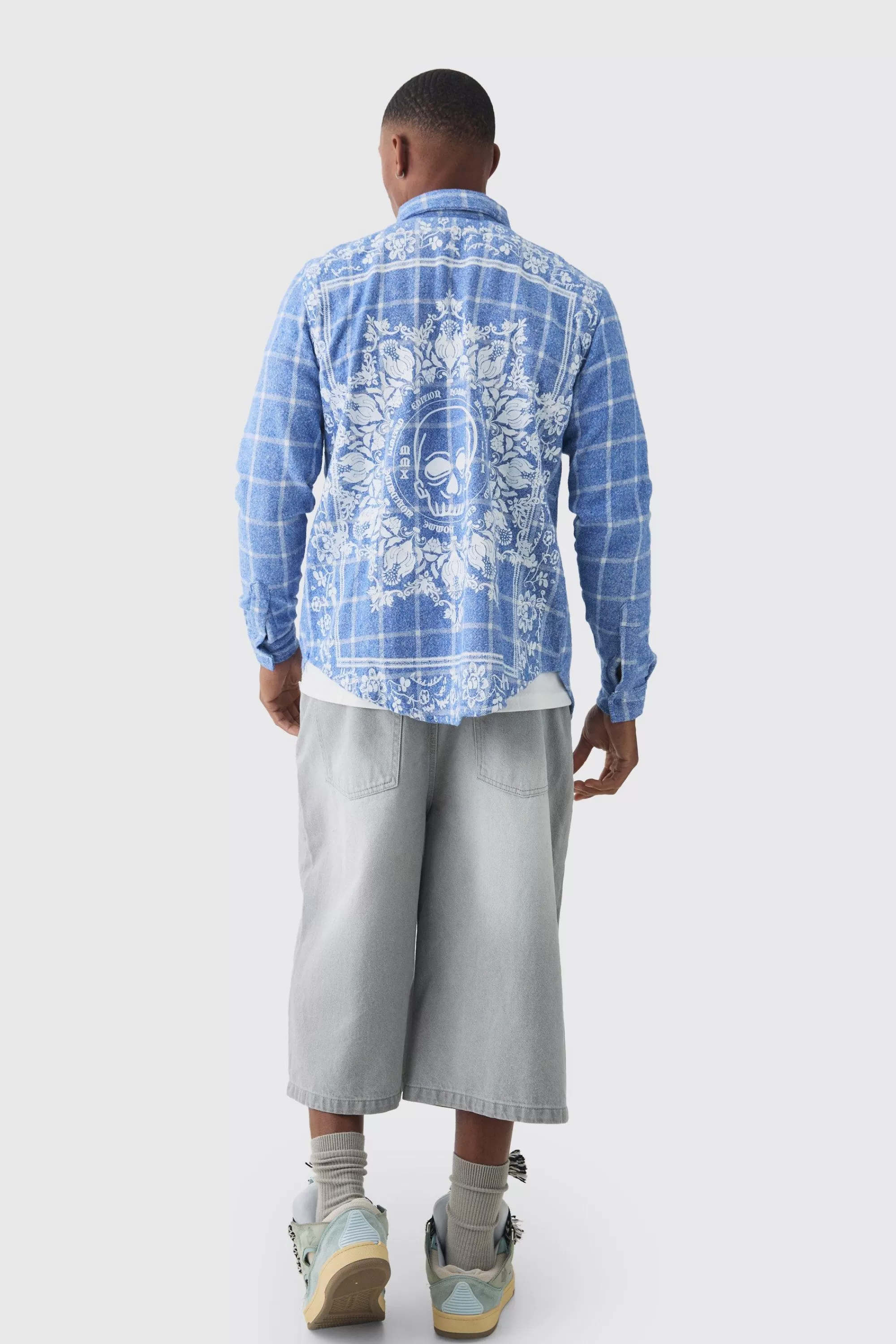 boohooMAN Back Printed Bandana Check Shirt | UK