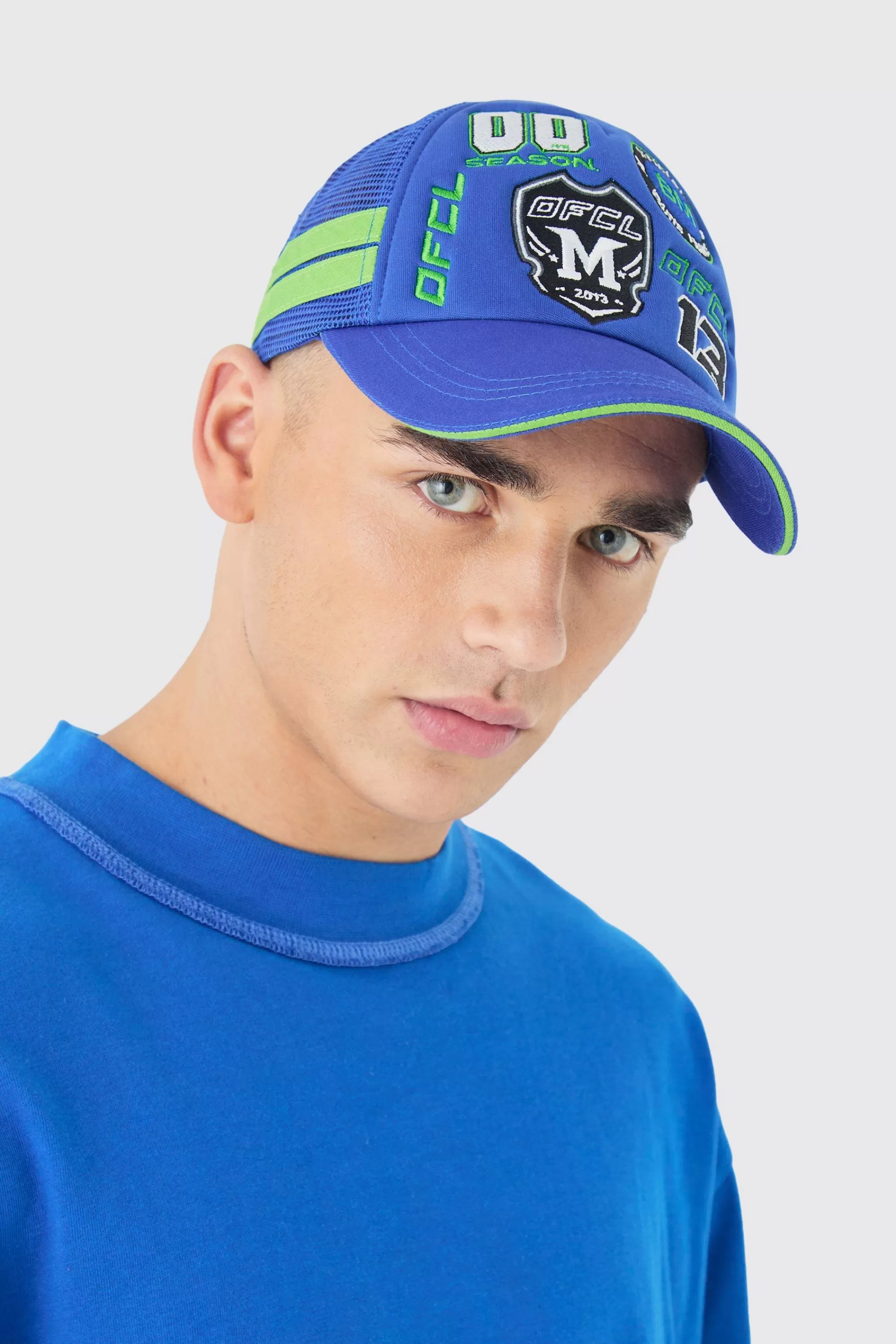 boohooMAN Badge Foam Trucker Cap In | UK