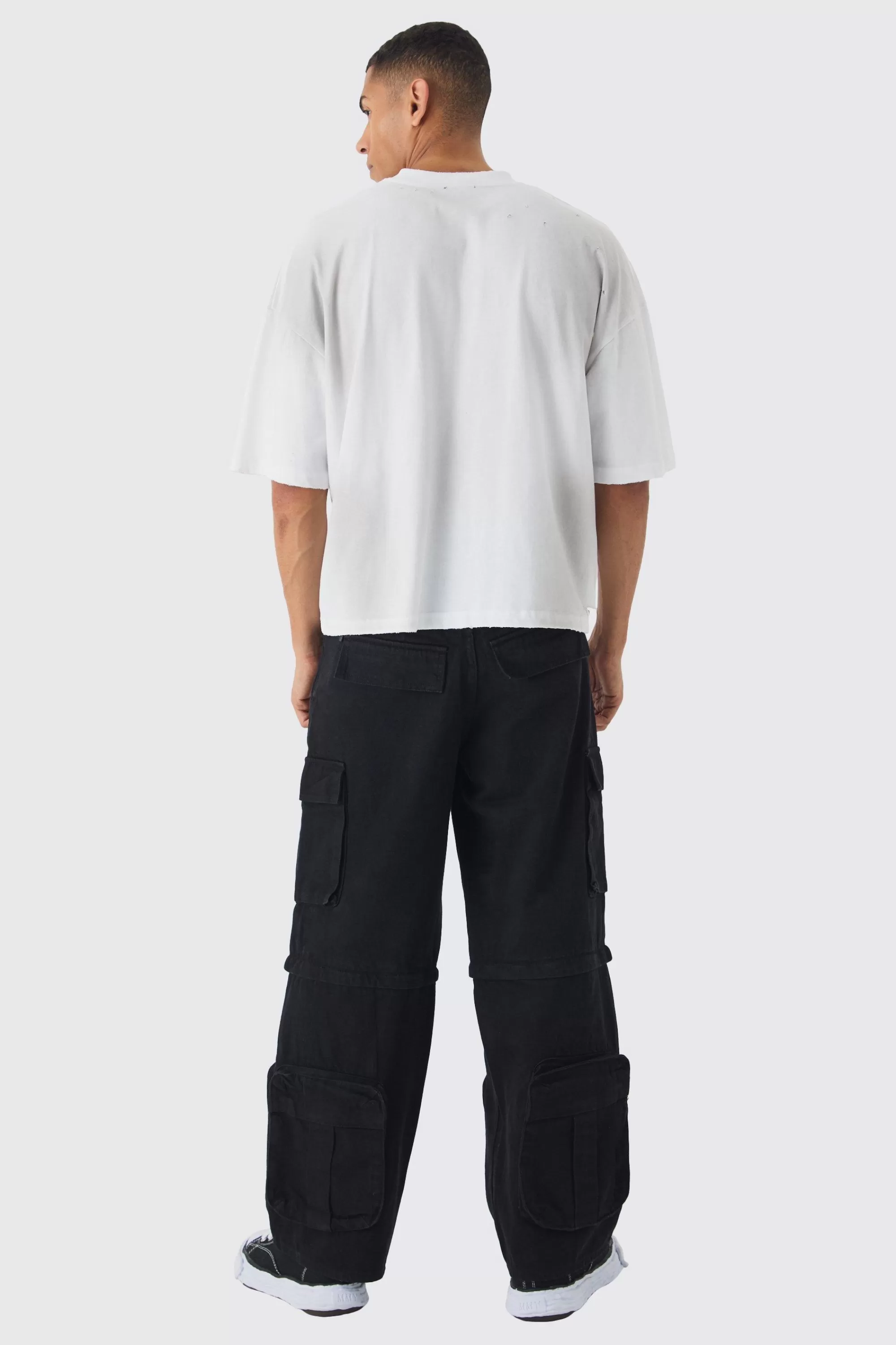 boohooMAN Baggy Fit Cargo Zip Off Jeans | UK