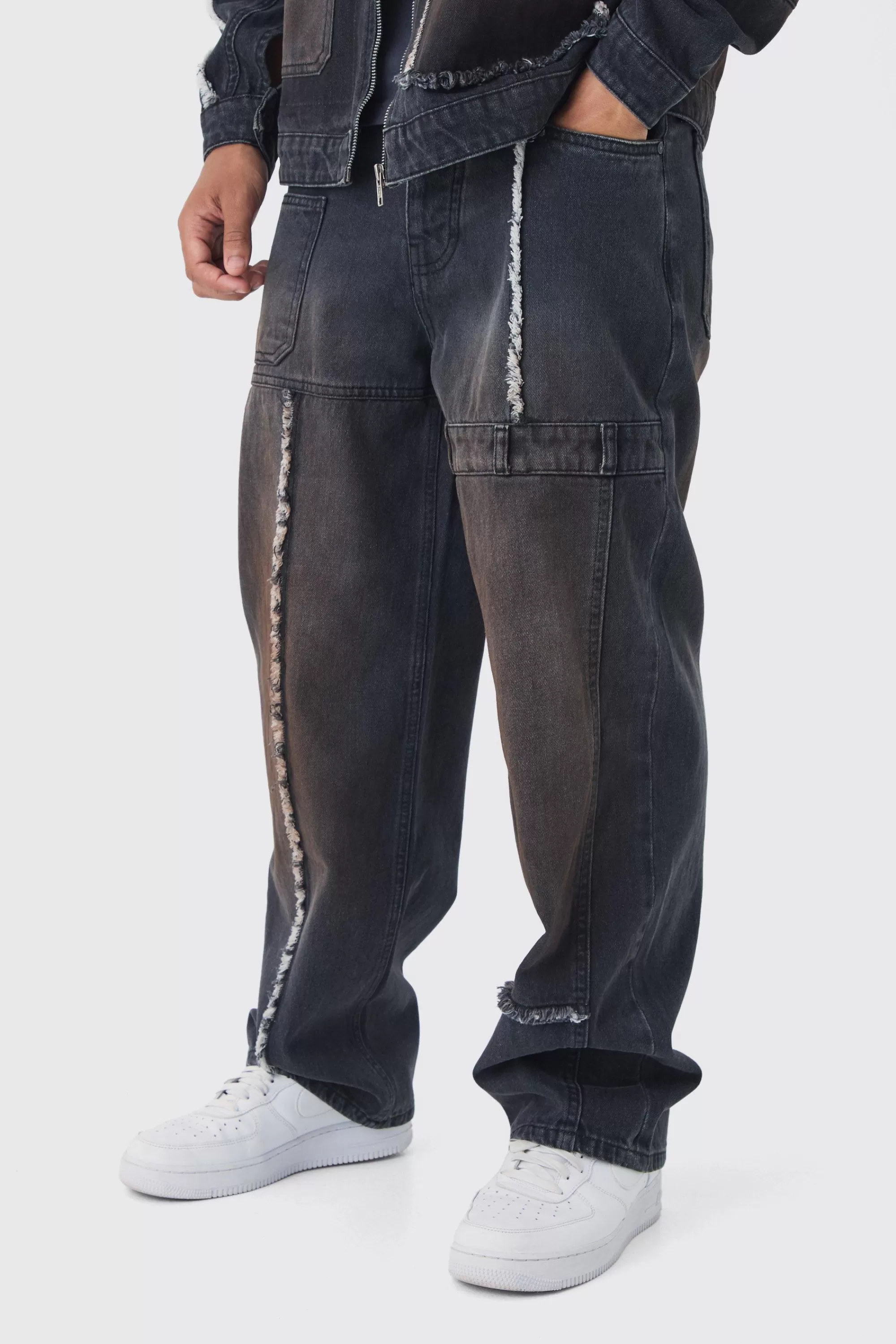 boohooMAN Baggy Fit Rigid Dirty Wash Carpenter Jeans | UK