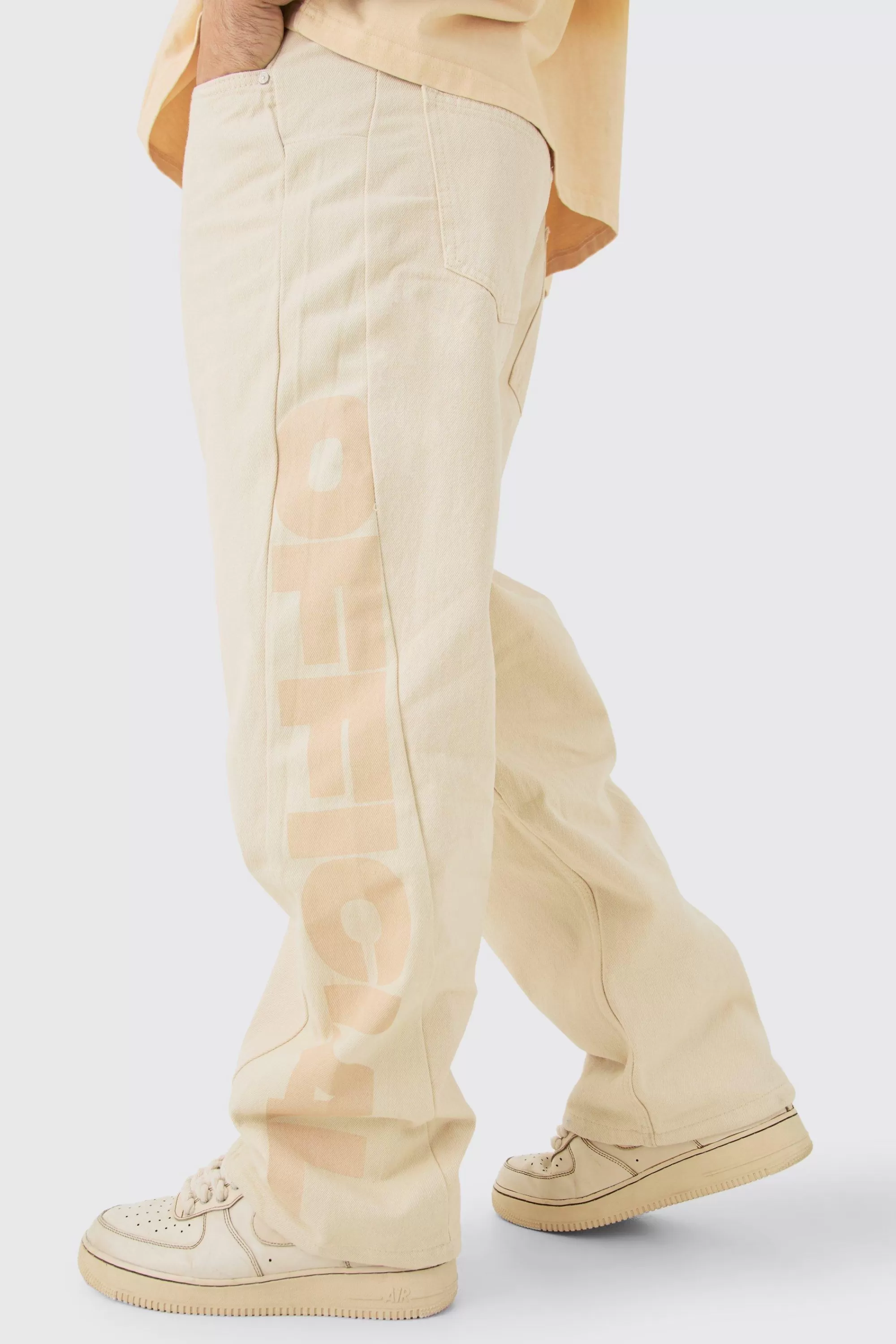 boohooMAN Baggy Official Cut & Sew Panel Trouser | UK