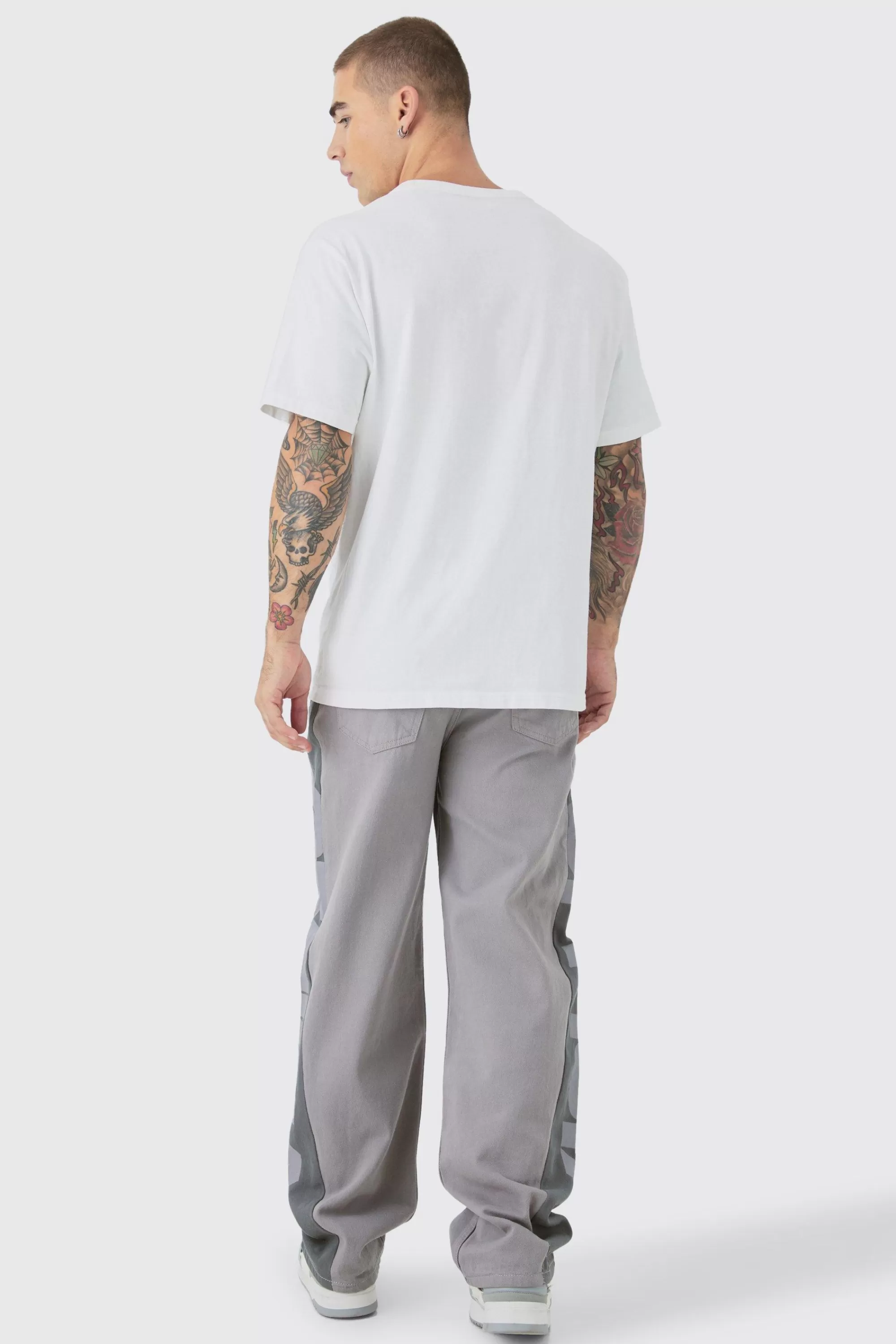 boohooMAN Baggy Official Cut & Sew Panel Trouser | UK