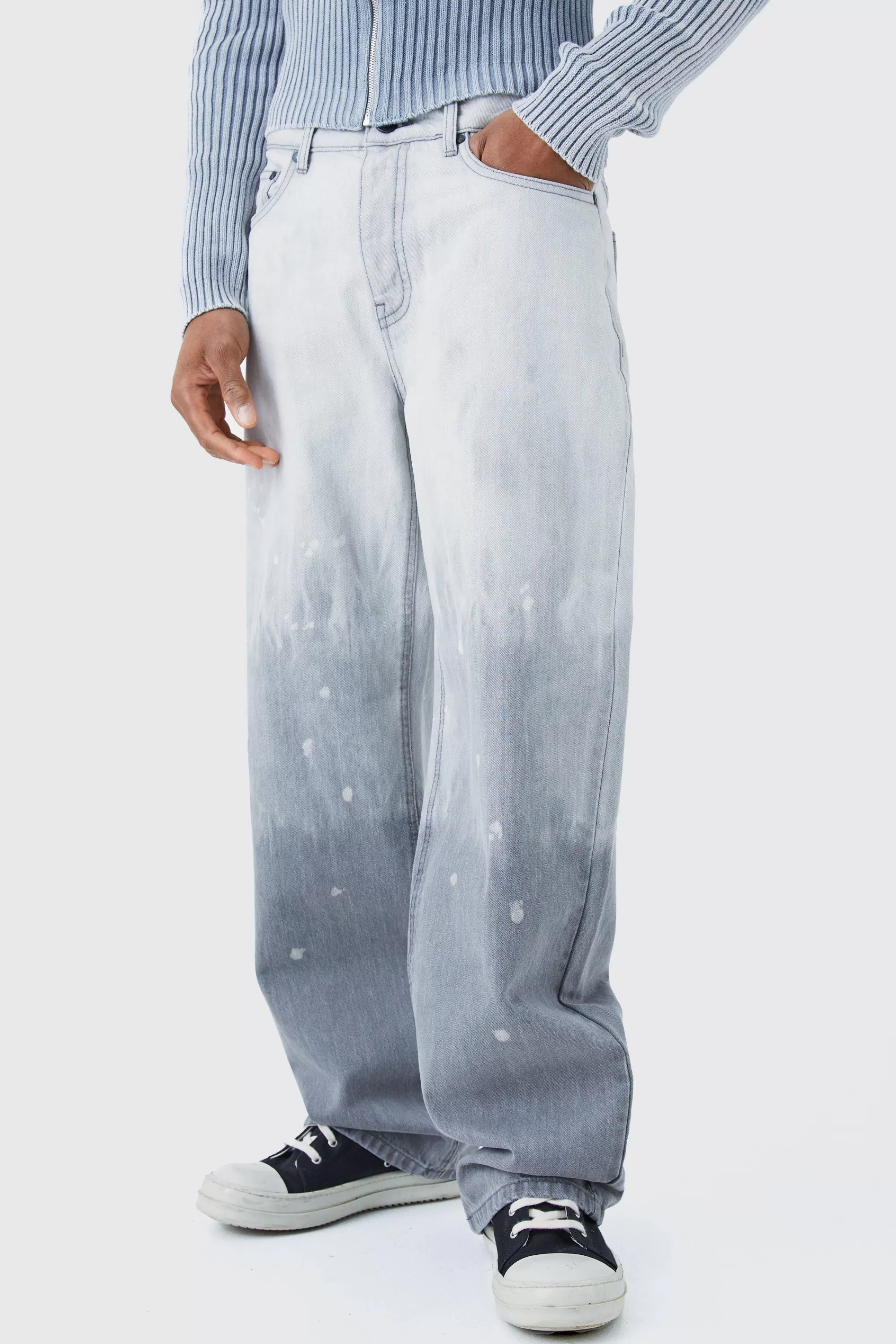boohooMAN Baggy Rigid Bleached Jeans In | UK