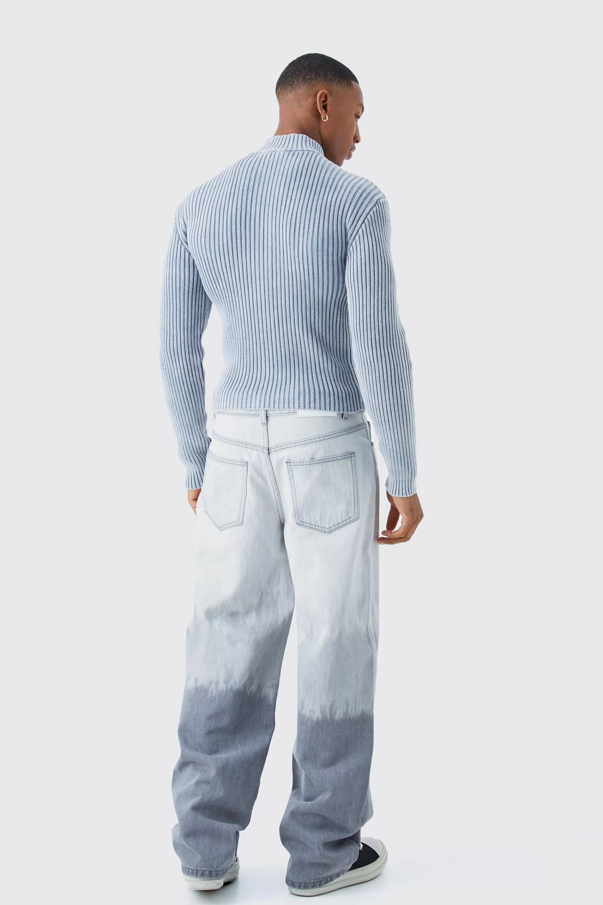 boohooMAN Baggy Rigid Bleached Jeans In | UK