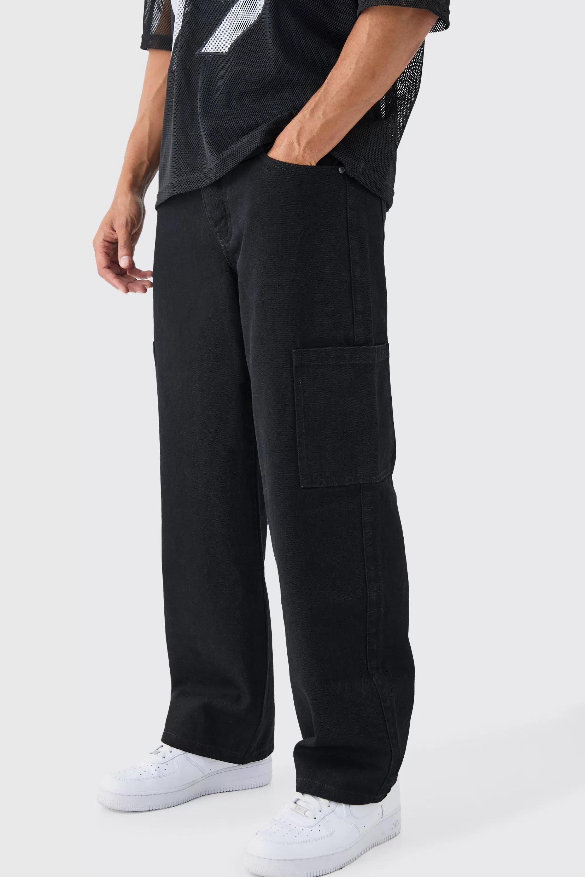 boohooMAN Baggy Rigid Cargo Jean | UK
