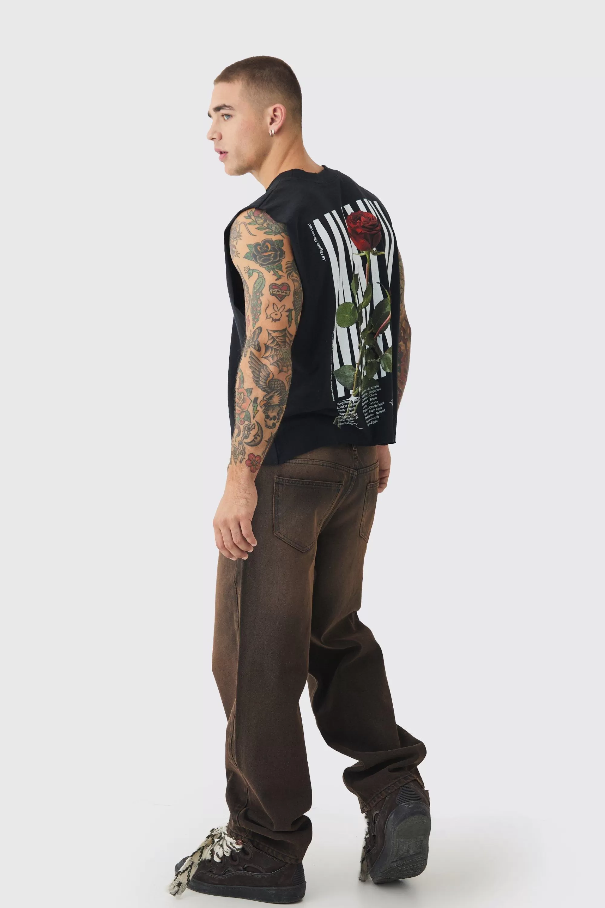 boohooMAN Baggy Rigid Double Waistband Denim Jeans In | UK