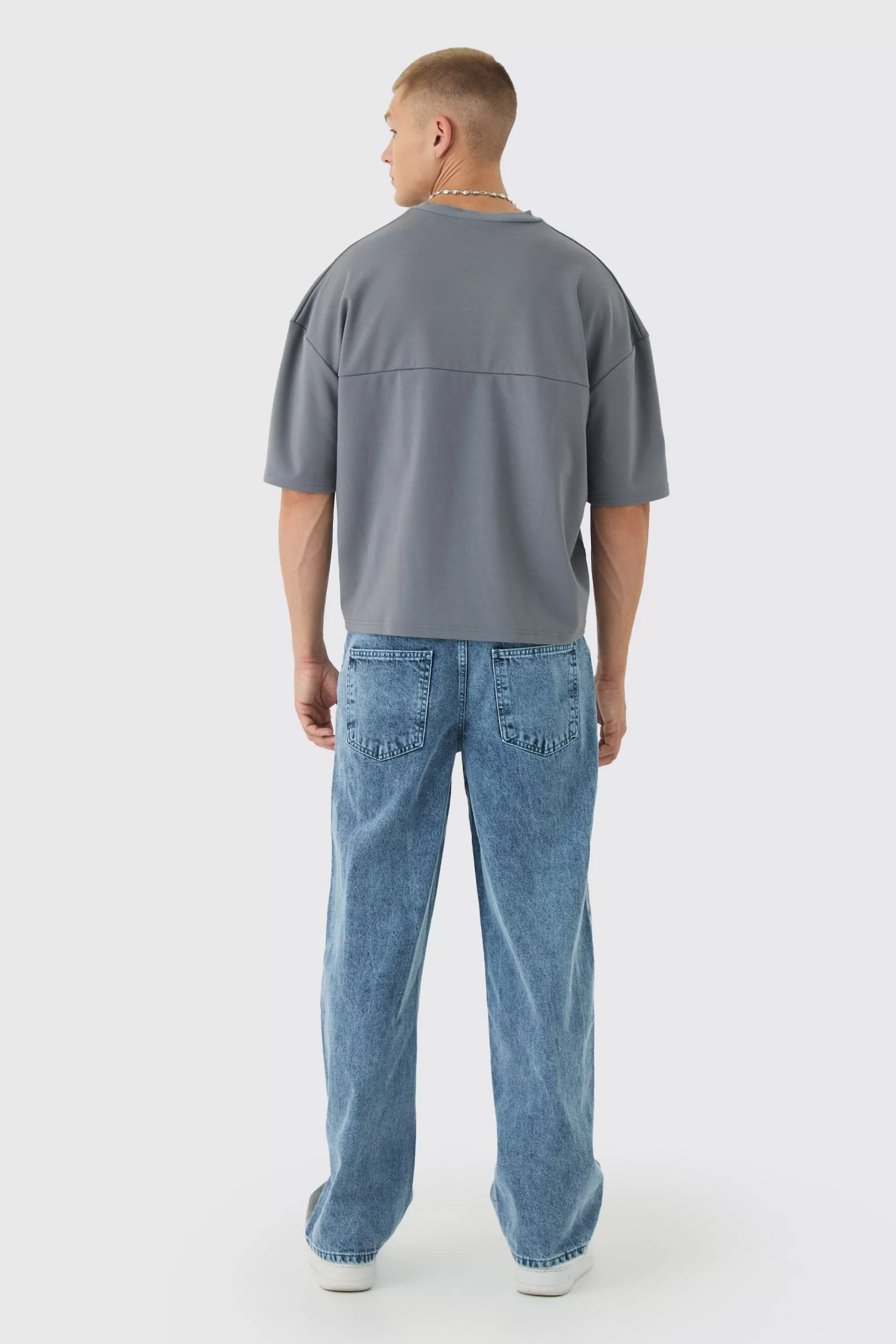 boohooMAN Baggy Rigid Elasticated Waist Moto Jeans | UK