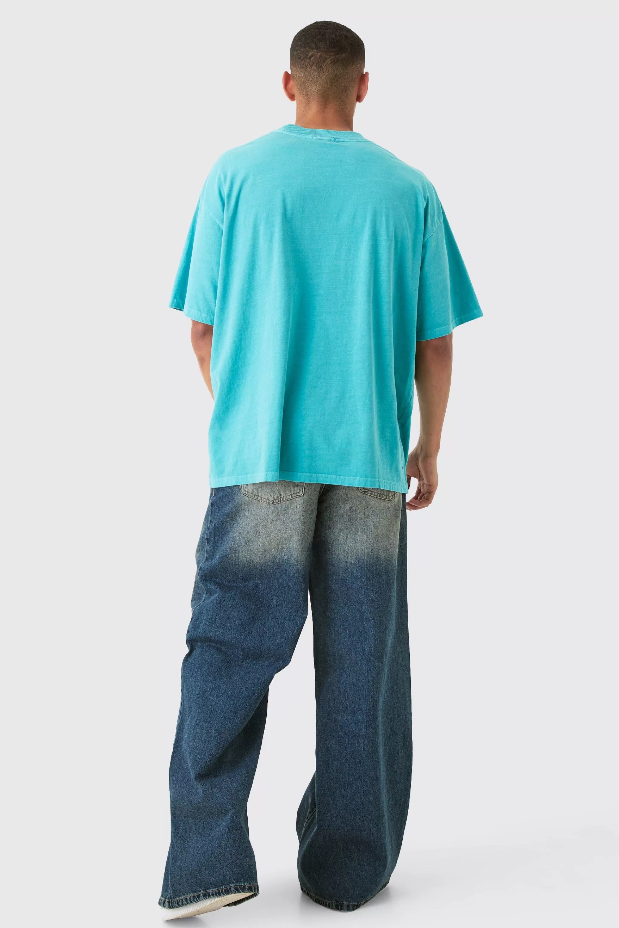 boohooMAN Baggy Rigid Extreme Ripped Denim Jean In | UK
