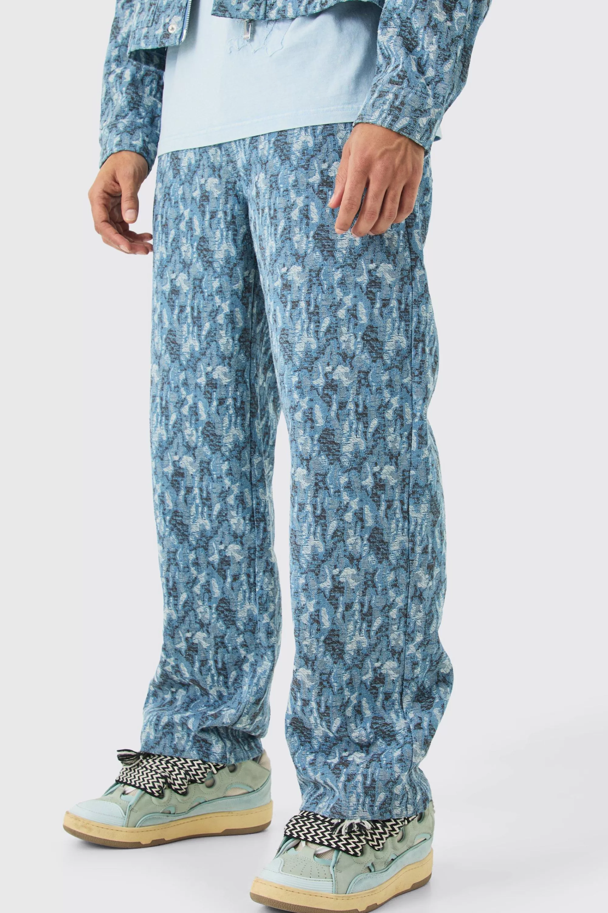 boohooMAN Baggy Rigid Fabric Interest Distressed Jeans | UK