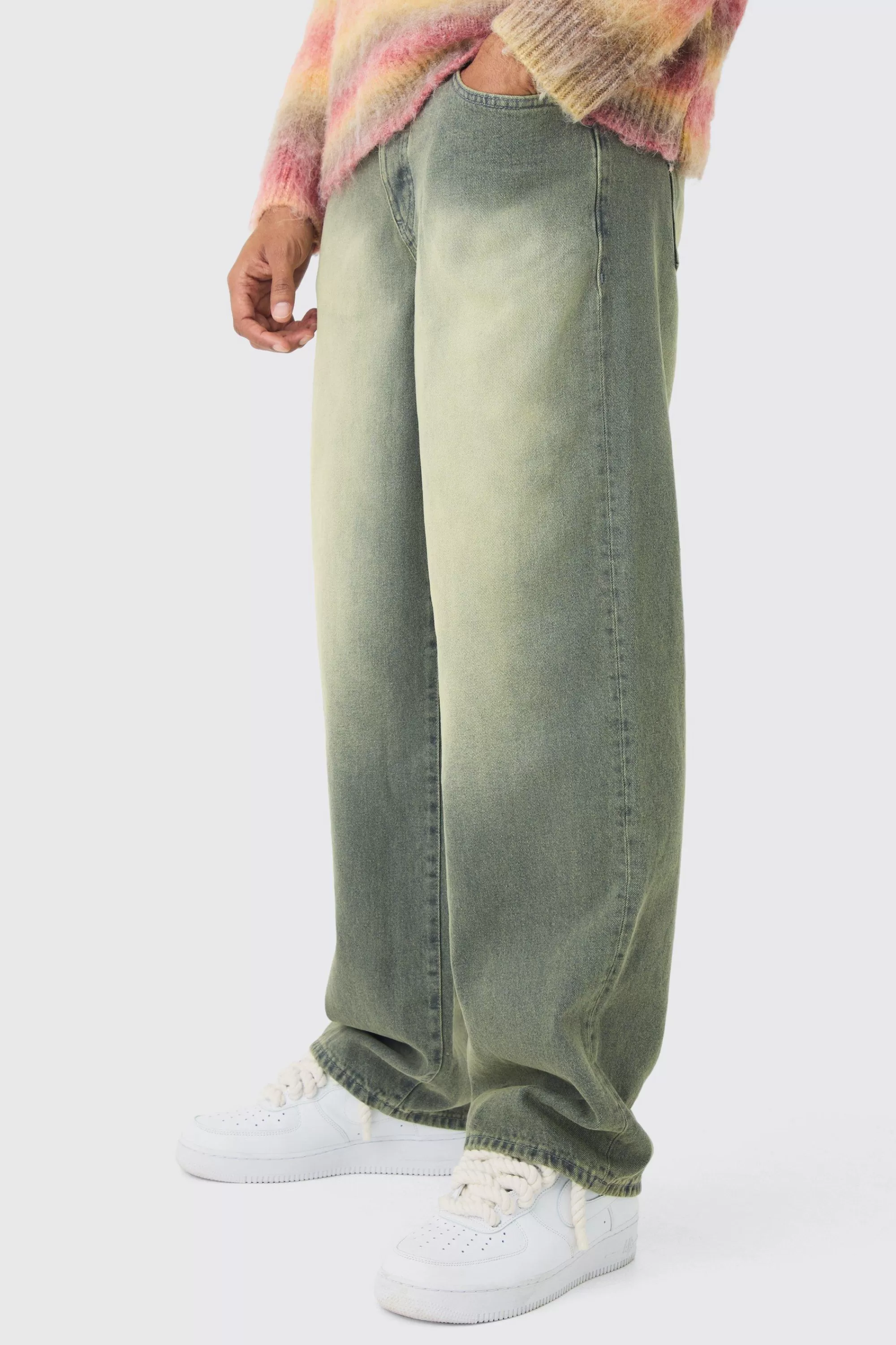 boohooMAN Baggy Rigid Washed Jeans | UK