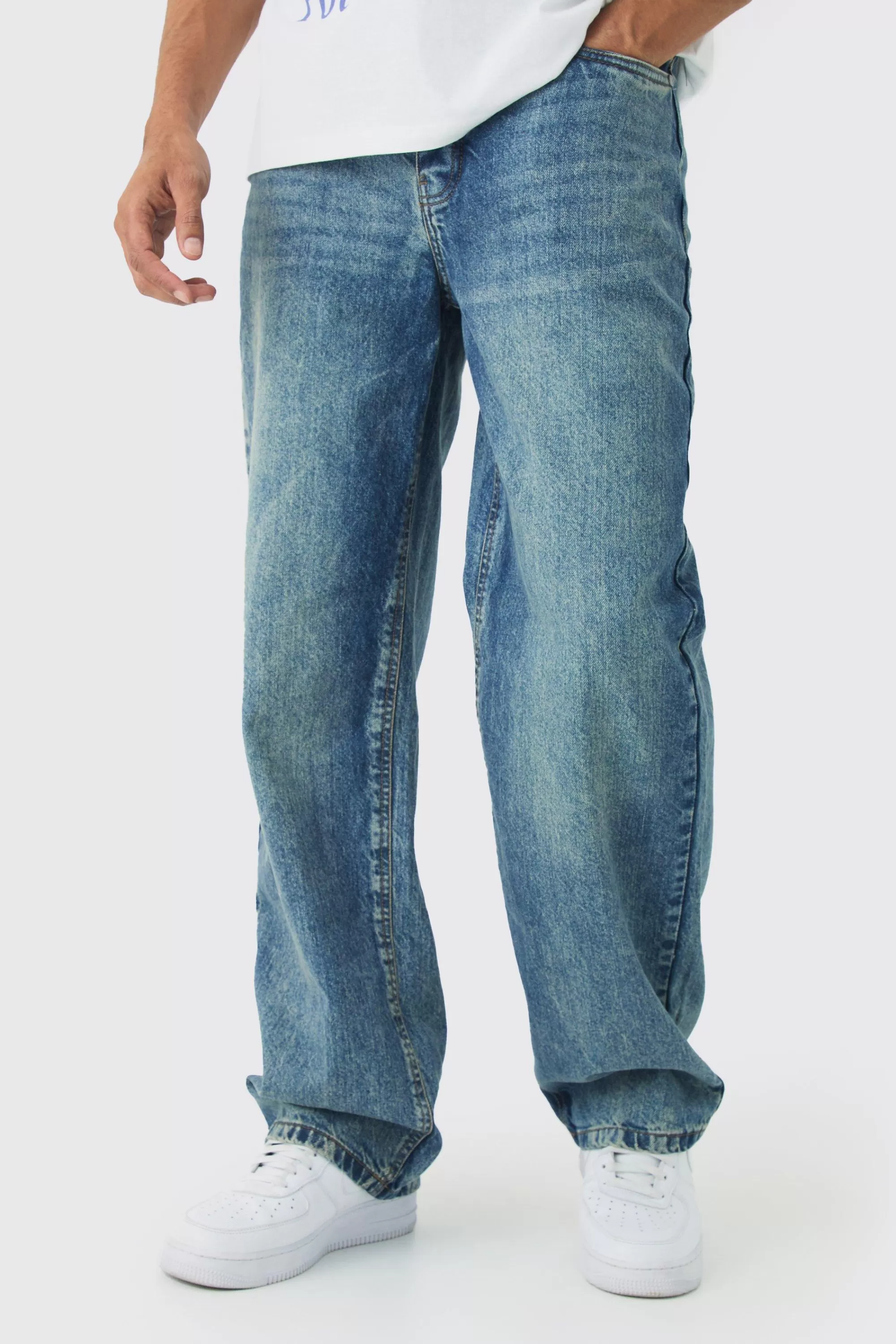 boohooMAN Baggy Rigid Jean In | UK