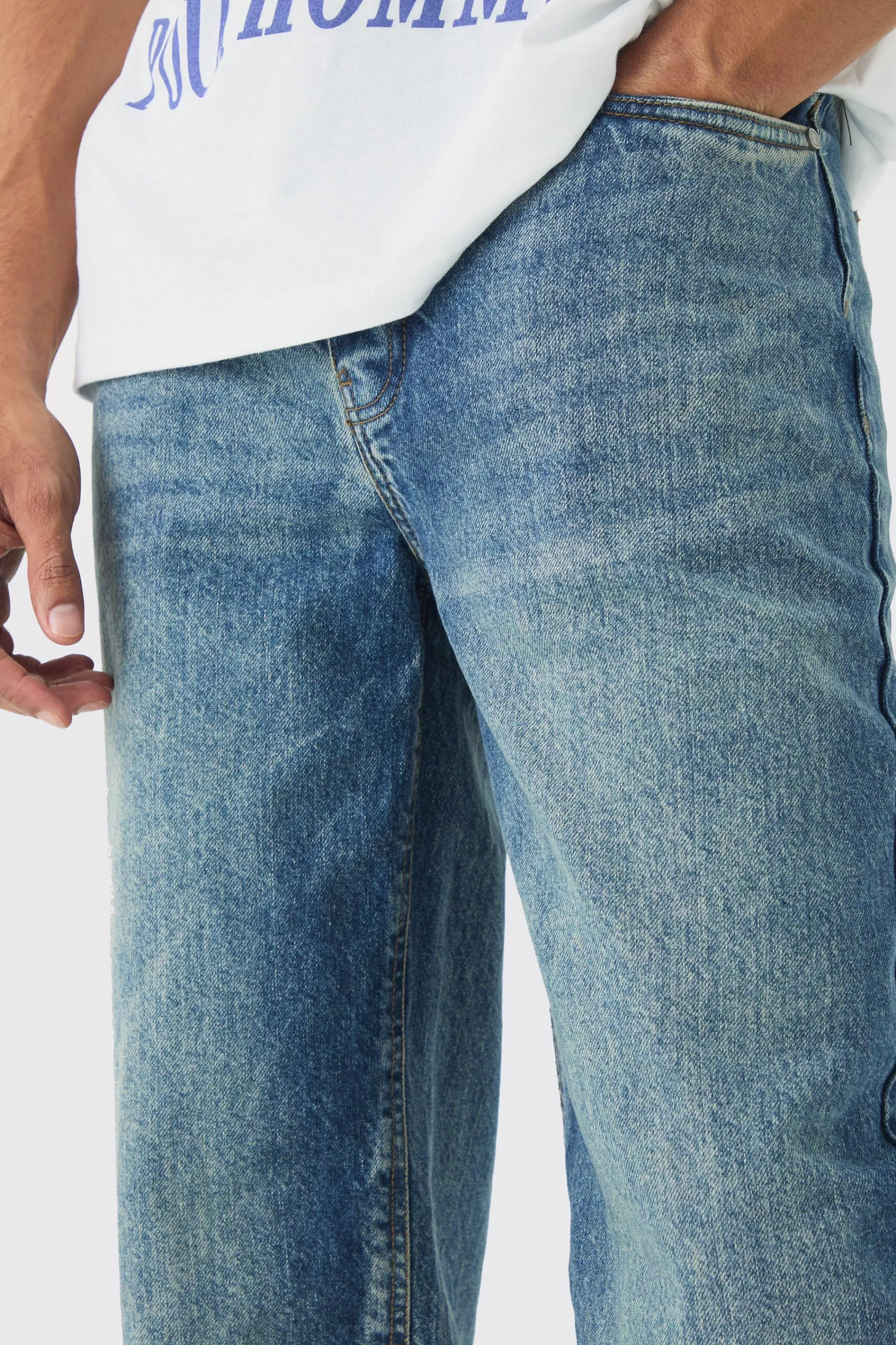 boohooMAN Baggy Rigid Jean In | UK