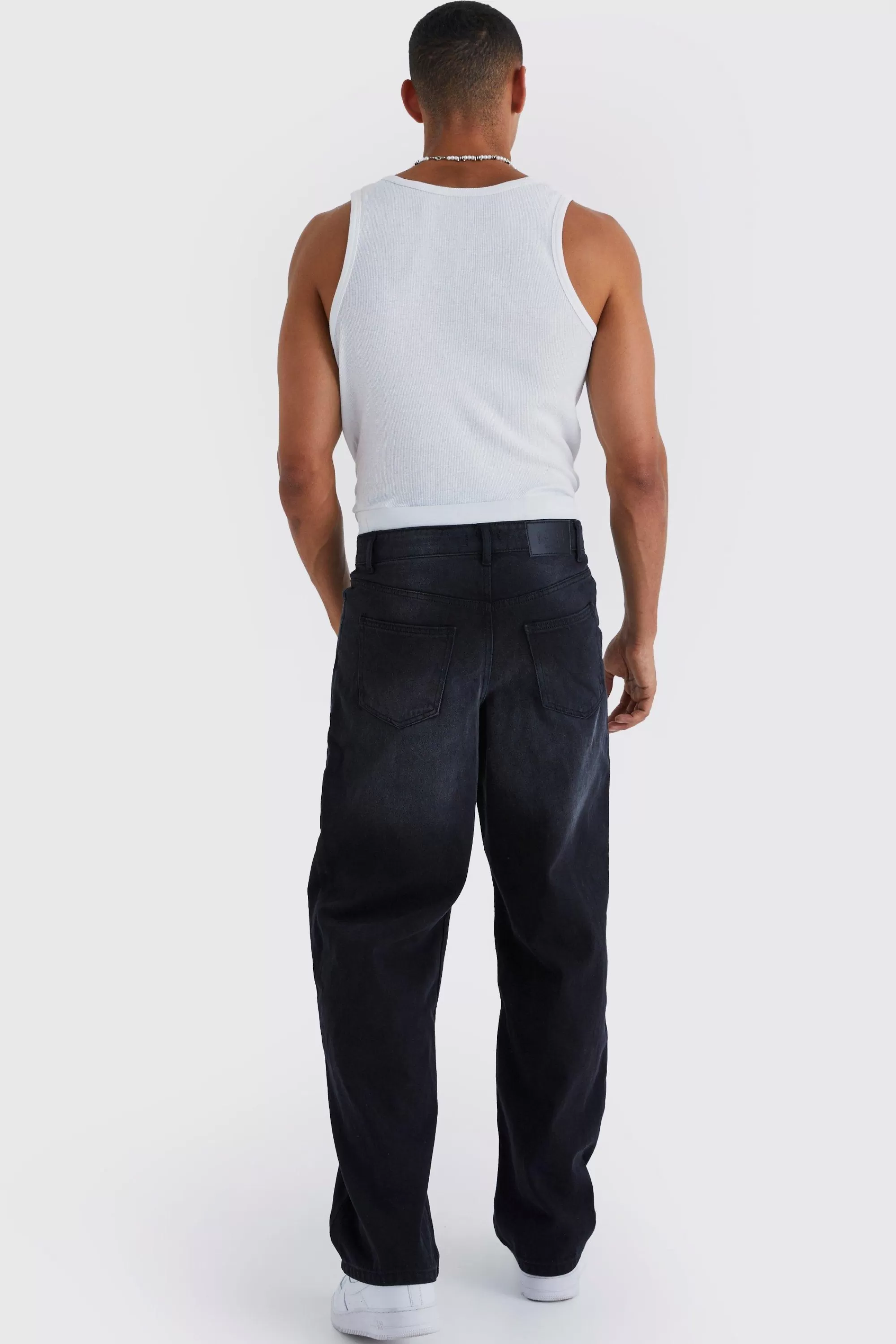 boohooMAN Baggy Rigid Jean With Double Waistband | UK