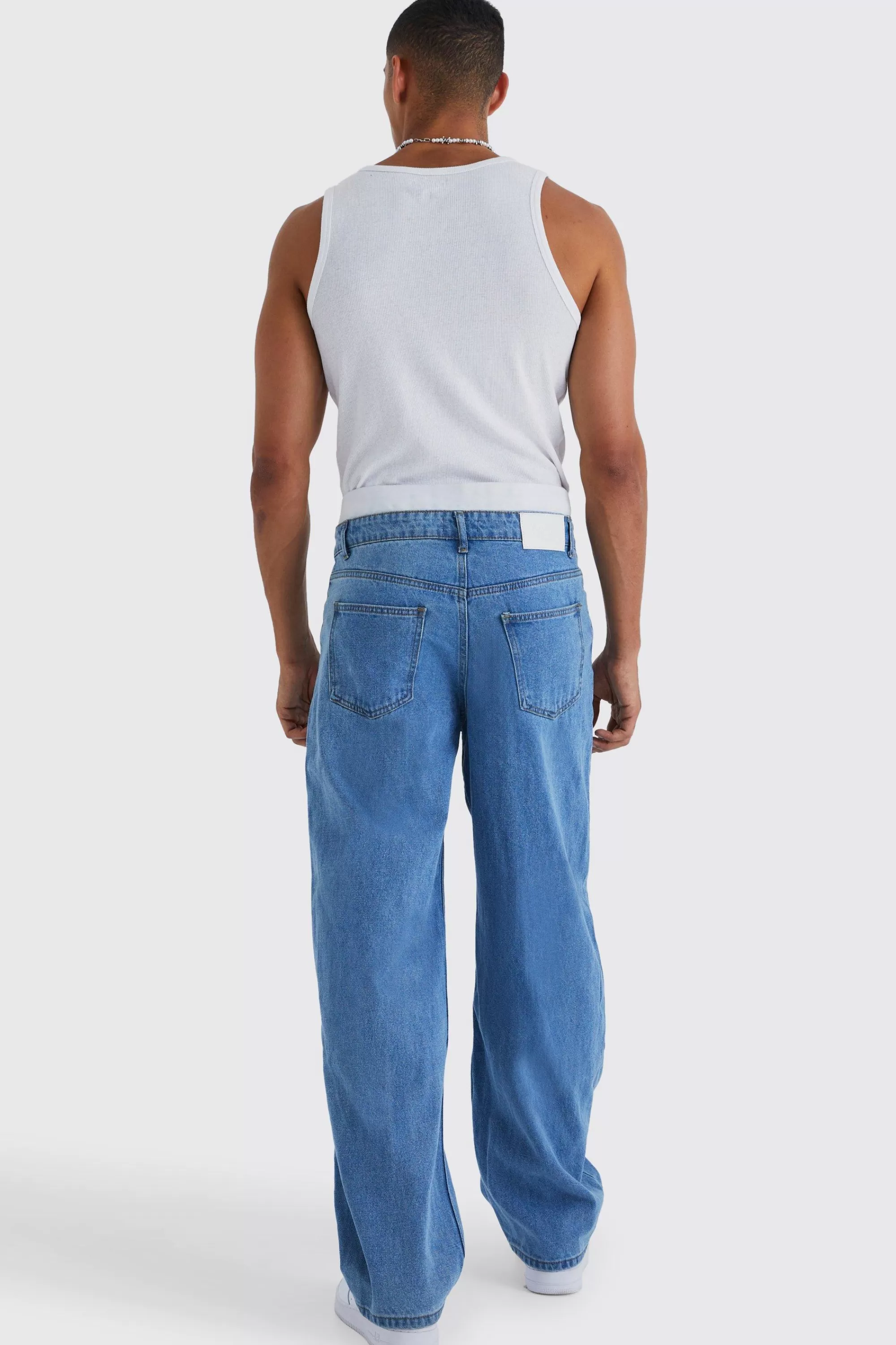 boohooMAN Baggy Rigid Jean With Double Waistband | UK