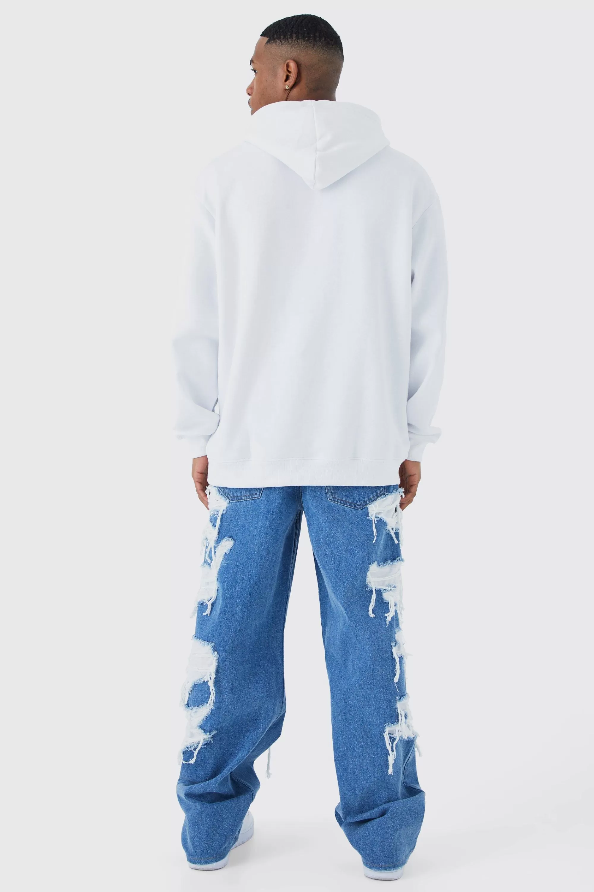boohooMAN Baggy Rigid Jean With Jersey Jogger Underlay | UK