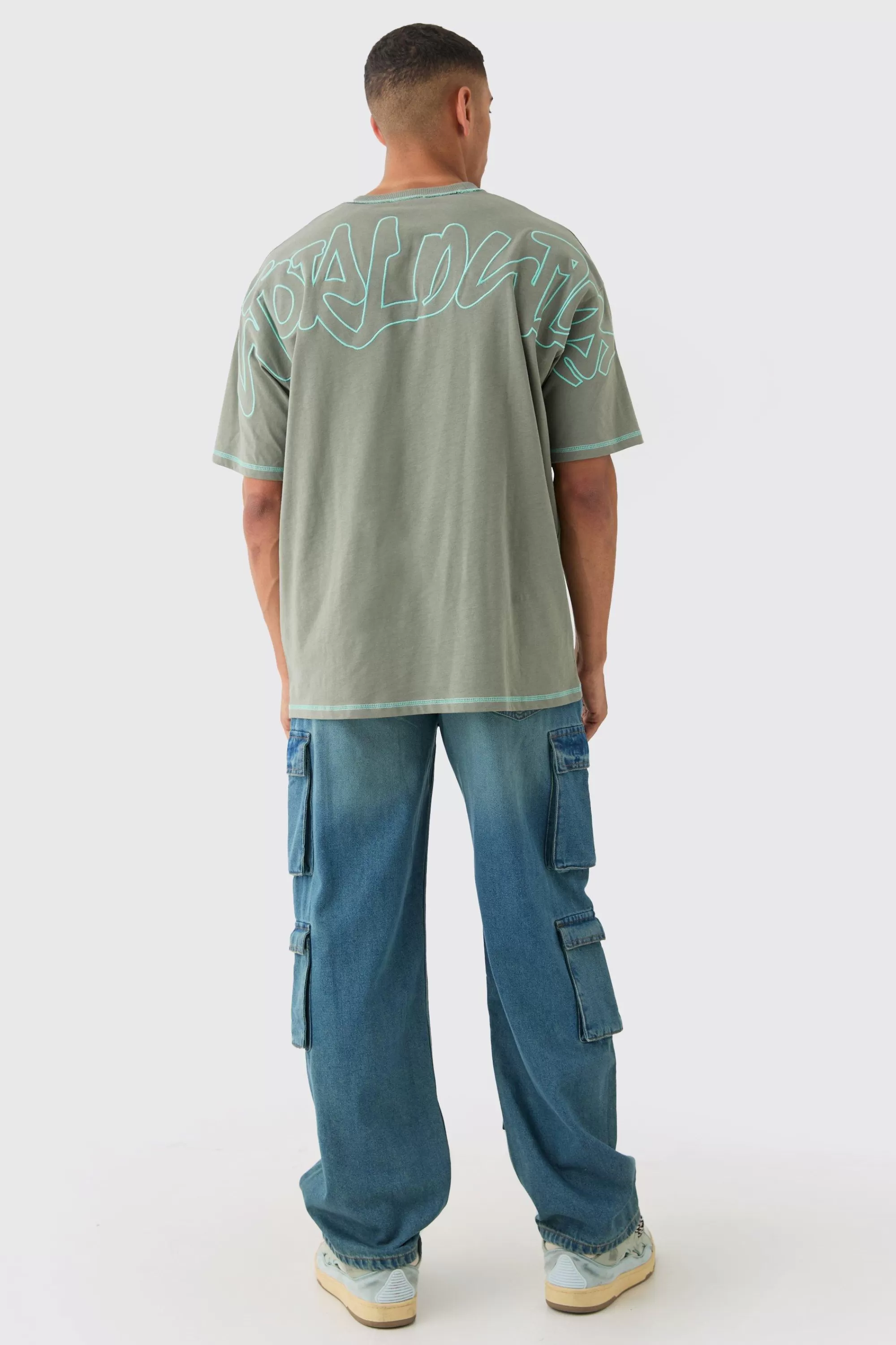 boohooMAN Baggy Rigid Multi Cargo Pocket Jeans In | UK