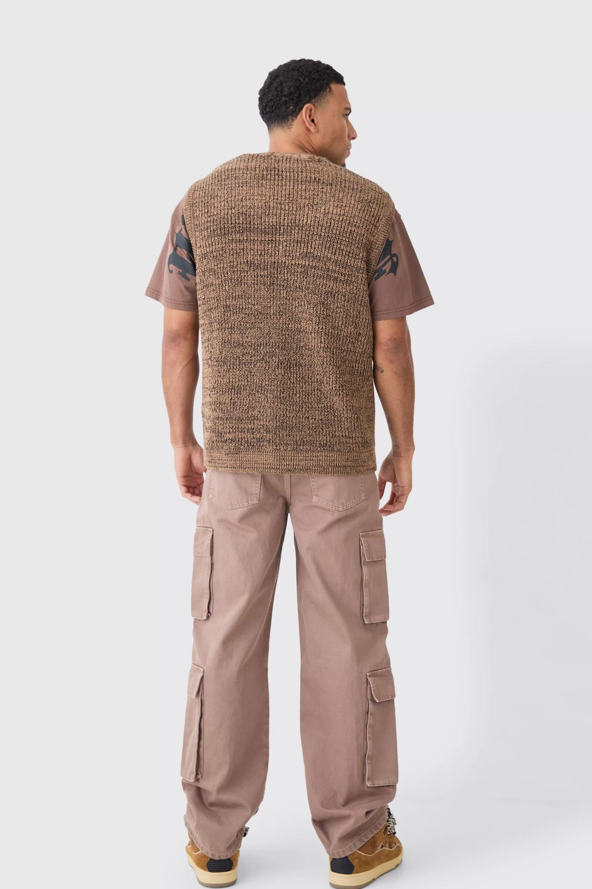 boohooMAN Baggy Rigid Overdyed Multi Cargo Jeans | UK