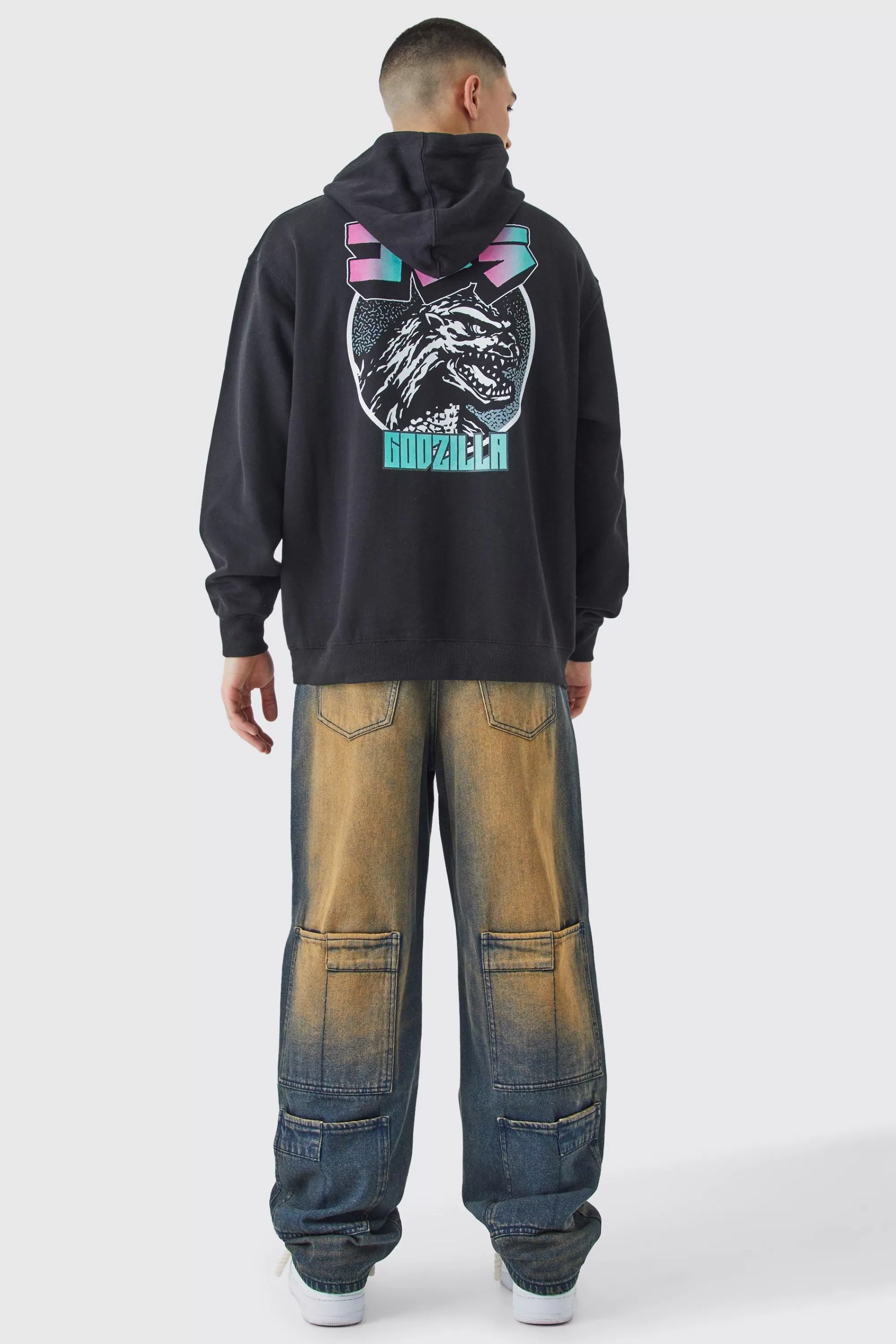 boohooMAN Baggy Rigid Overdyed Multi Pocket Cargo Jeans | UK