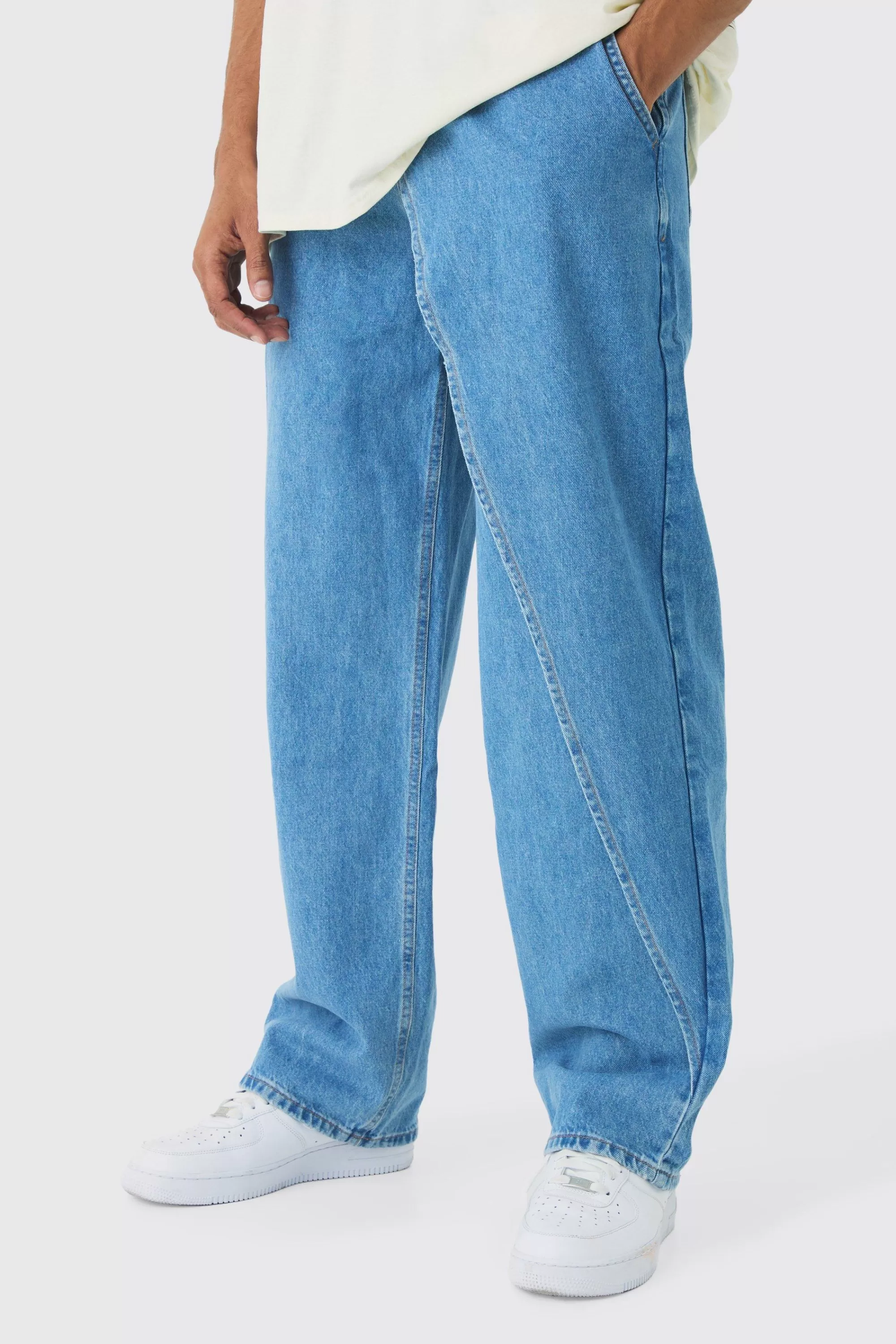 boohooMAN Baggy Rigid Overlay Jeans | UK