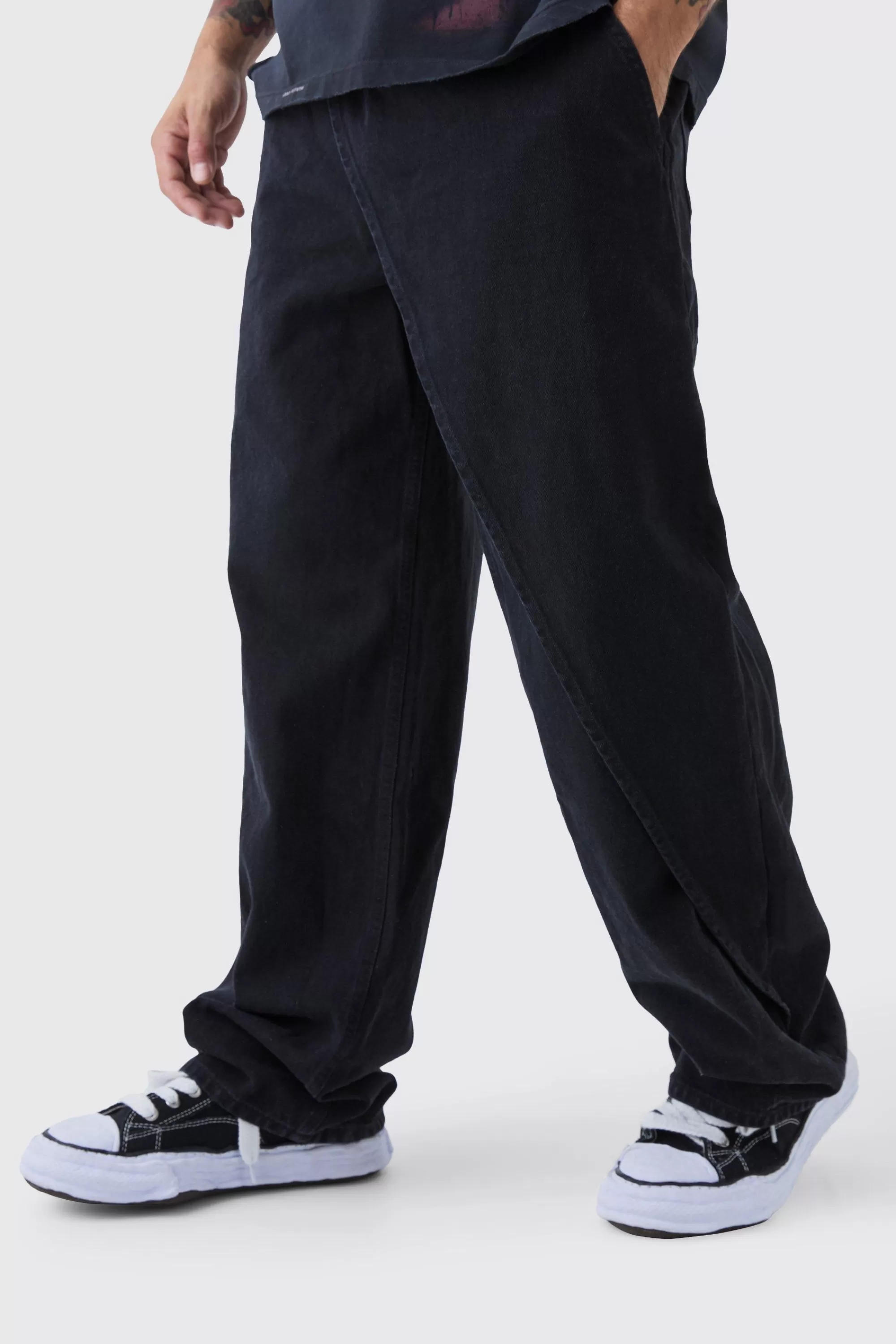 boohooMAN Baggy Rigid Overlay Jeans | UK