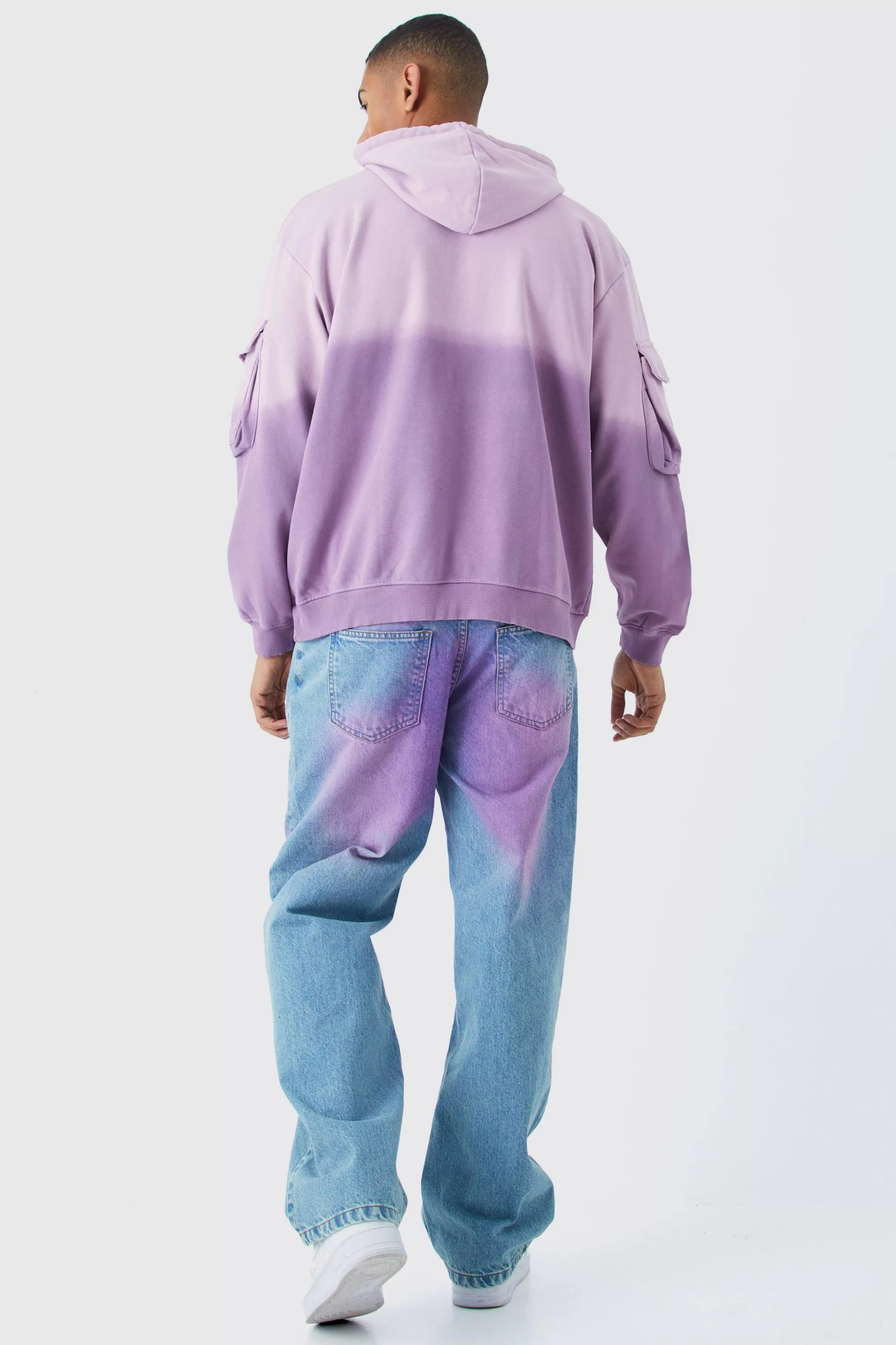 boohooMAN Baggy Rigid Pink Tint Jeans In | UK