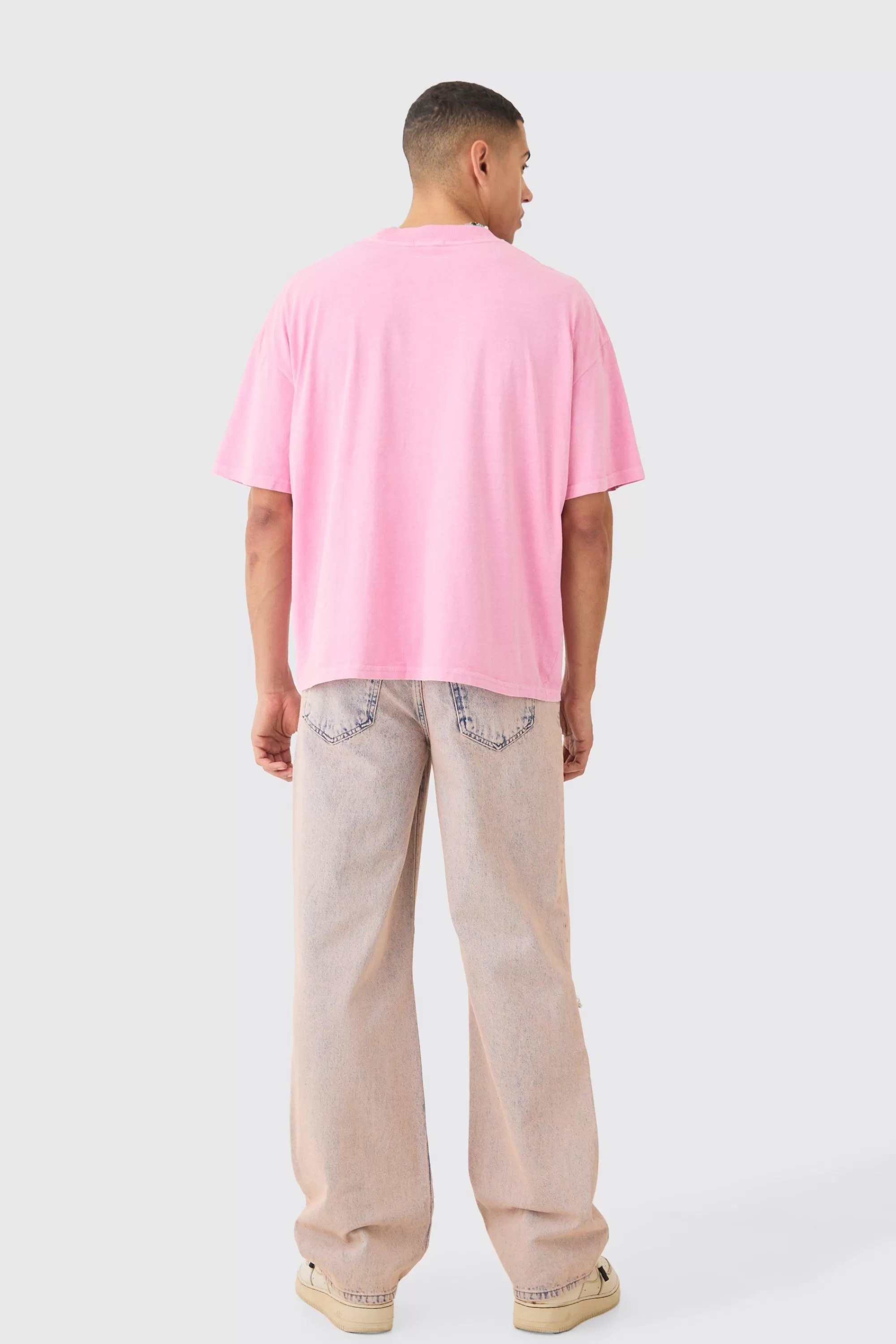 boohooMAN Baggy Rigid Tint Slit Knee Jeans | UK