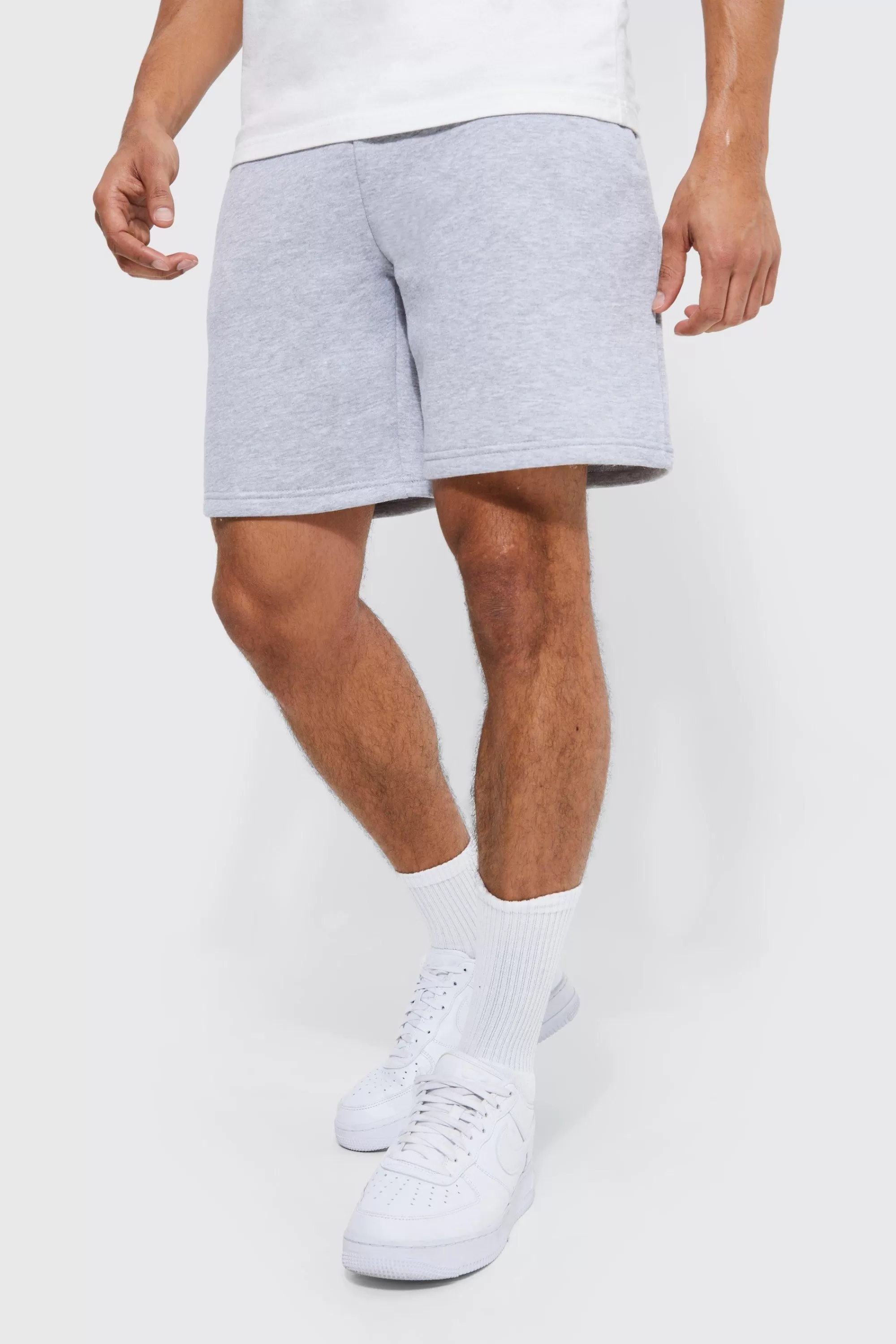 boohooMAN Basic Loose Fit Mid Length Jersey Short | UK