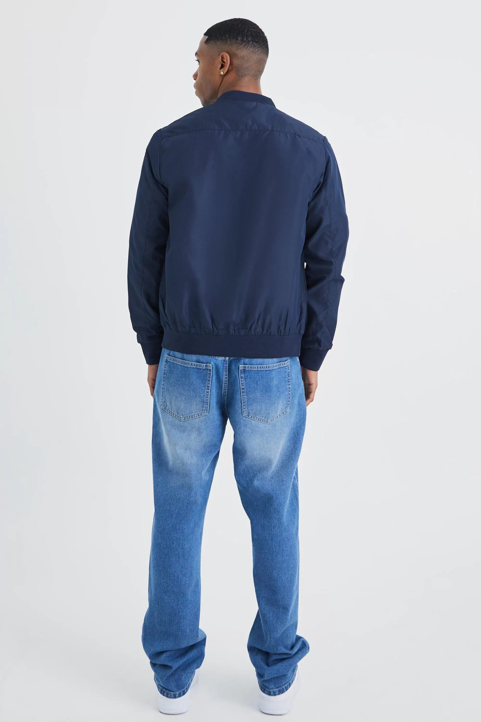 boohooMAN Basic Nylon Bomber Jacket | UK