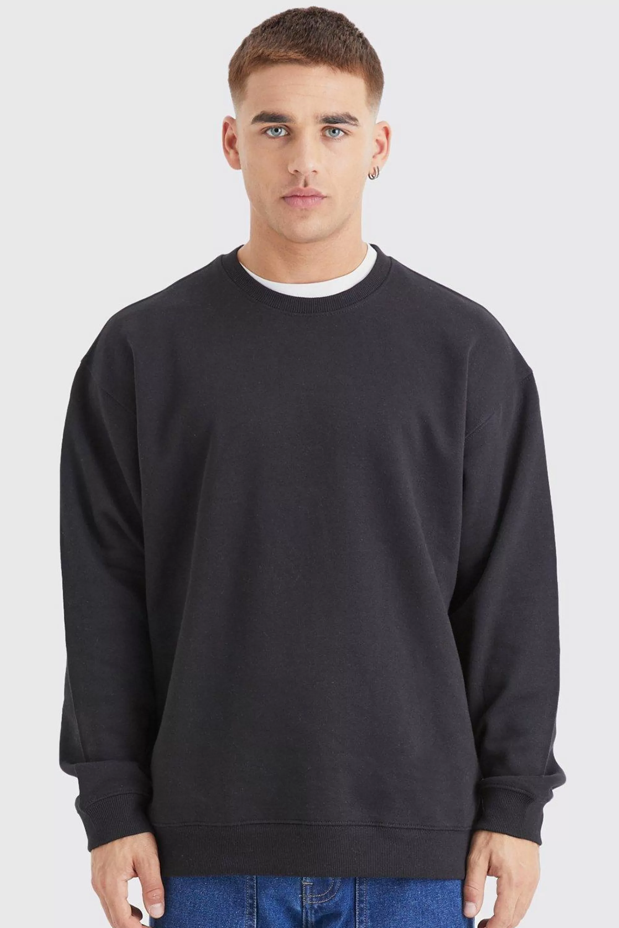 boohooMAN Basic Oversized Crew Neck Sweatshirt | UK