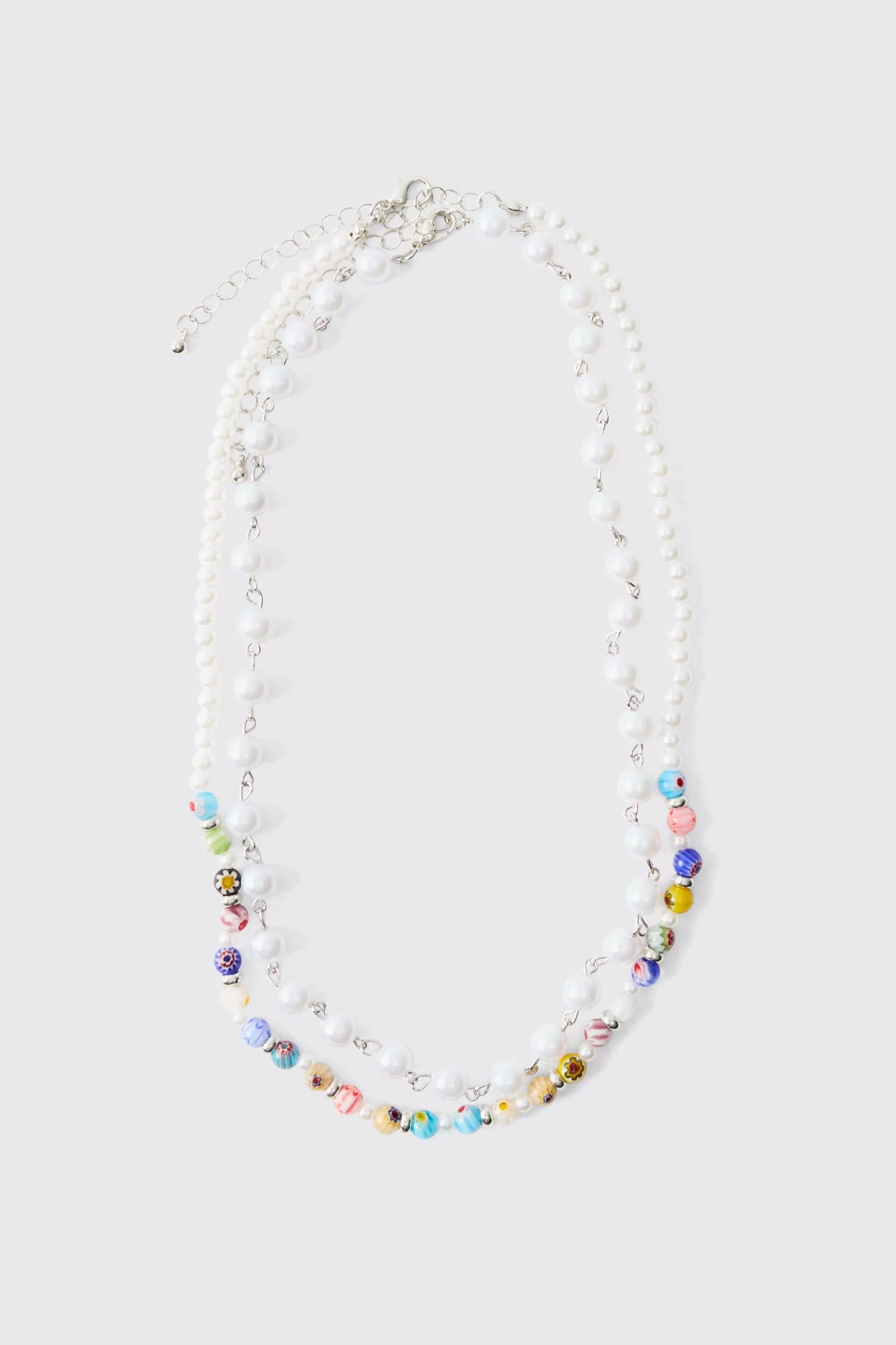 boohooMAN Bead Layer Chain Necklace | UK