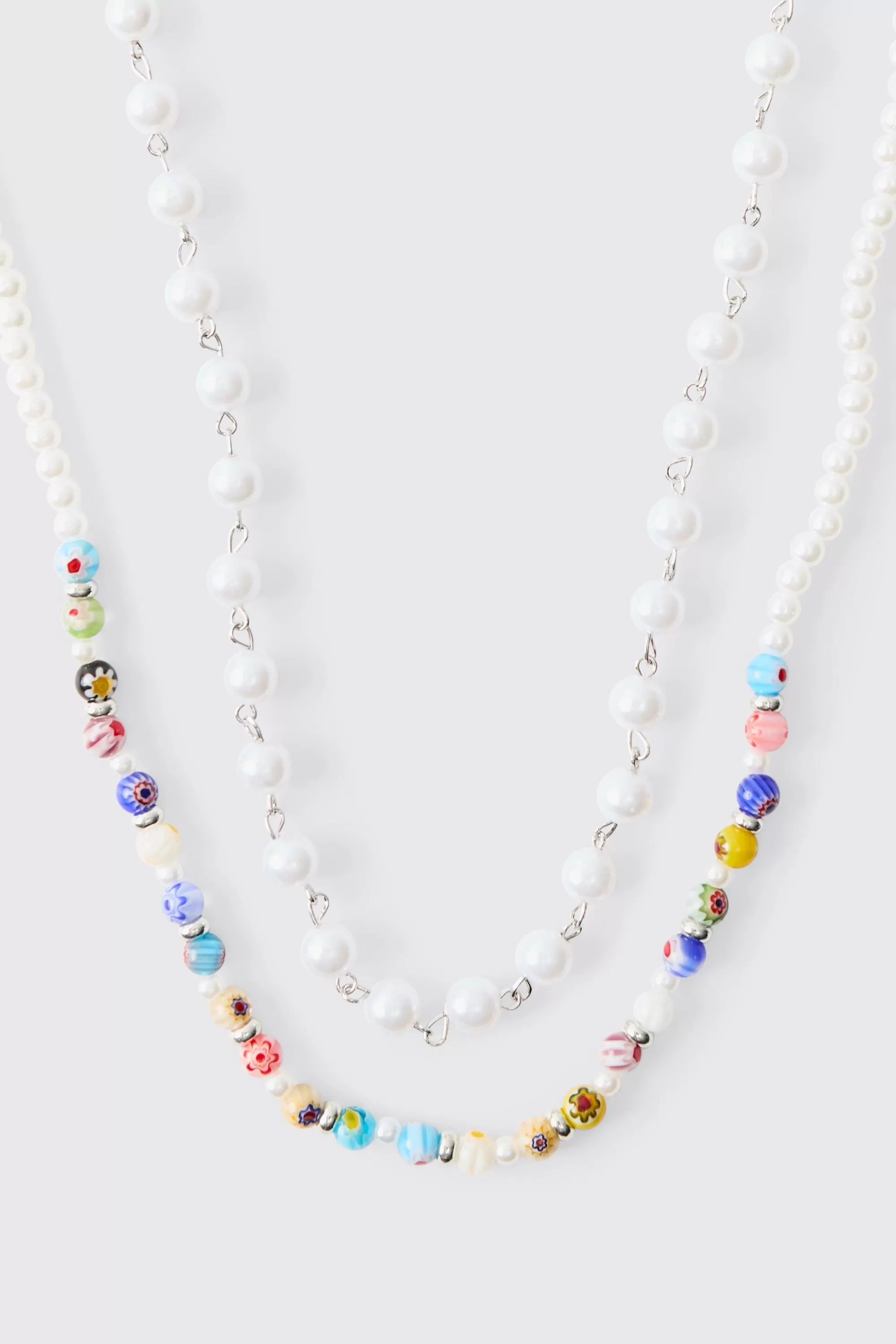 boohooMAN Bead Layer Chain Necklace | UK