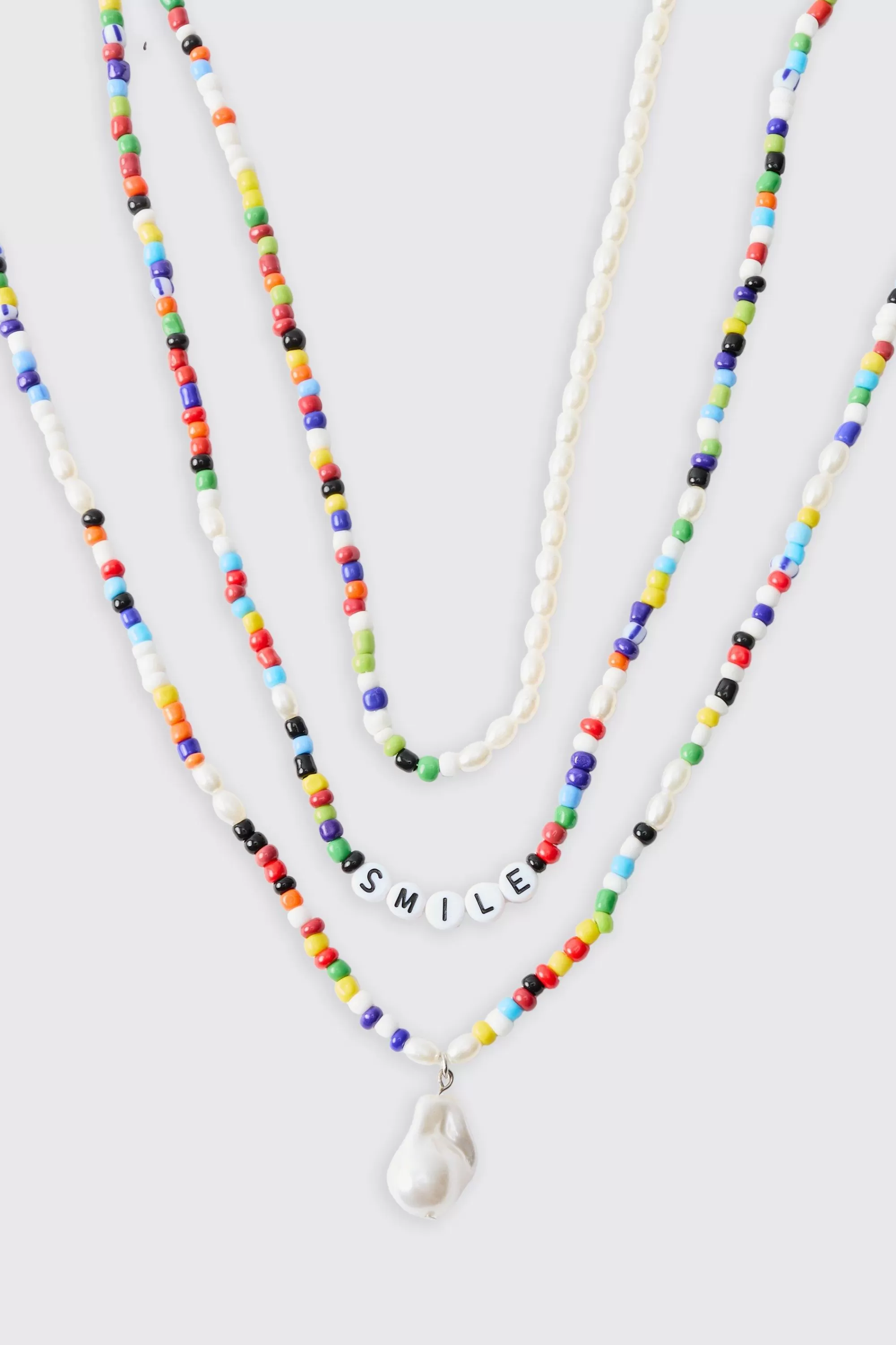 boohooMAN Bead Layer Necklace | UK