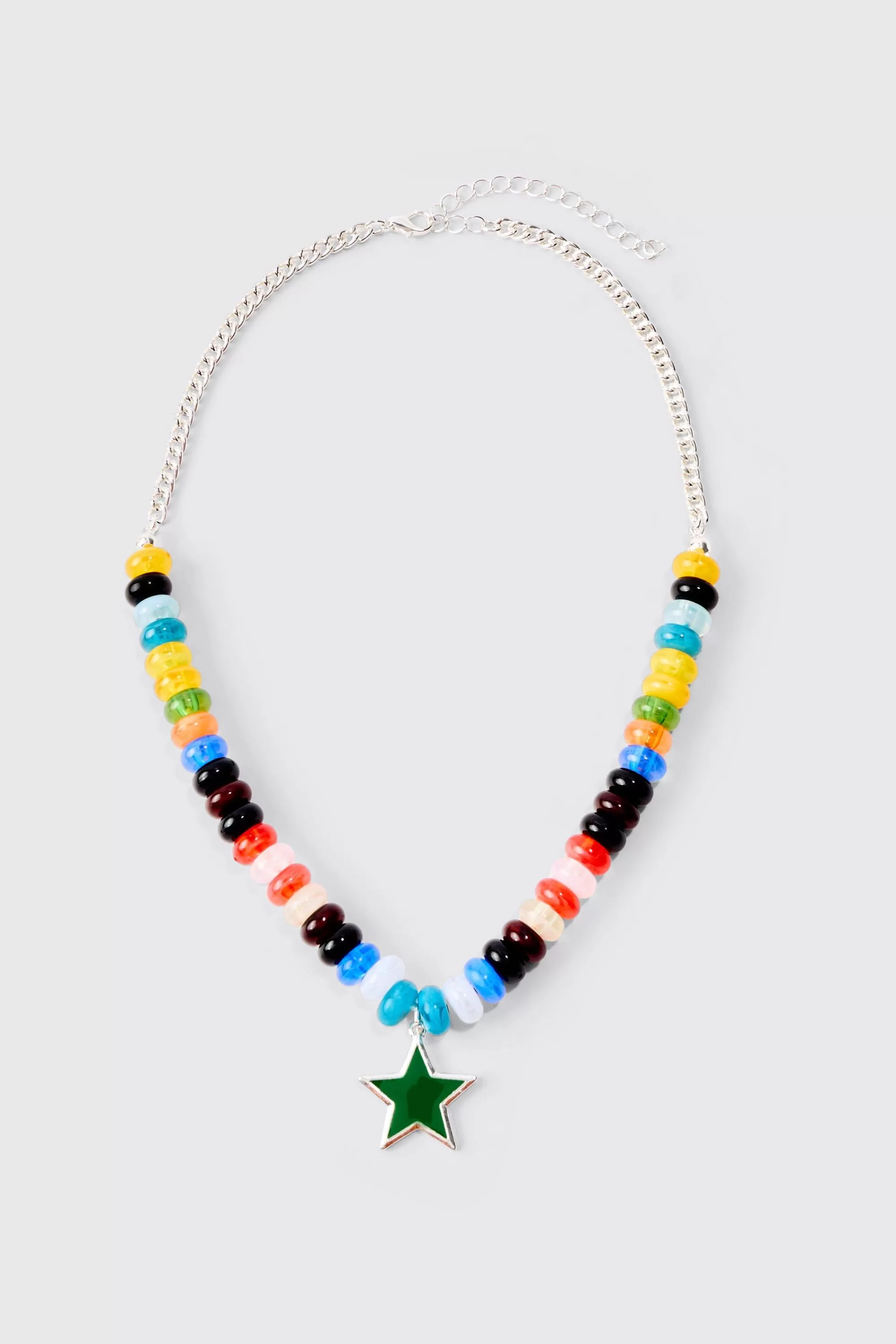 boohooMAN Beaded Star Necklace Chain In In | UK