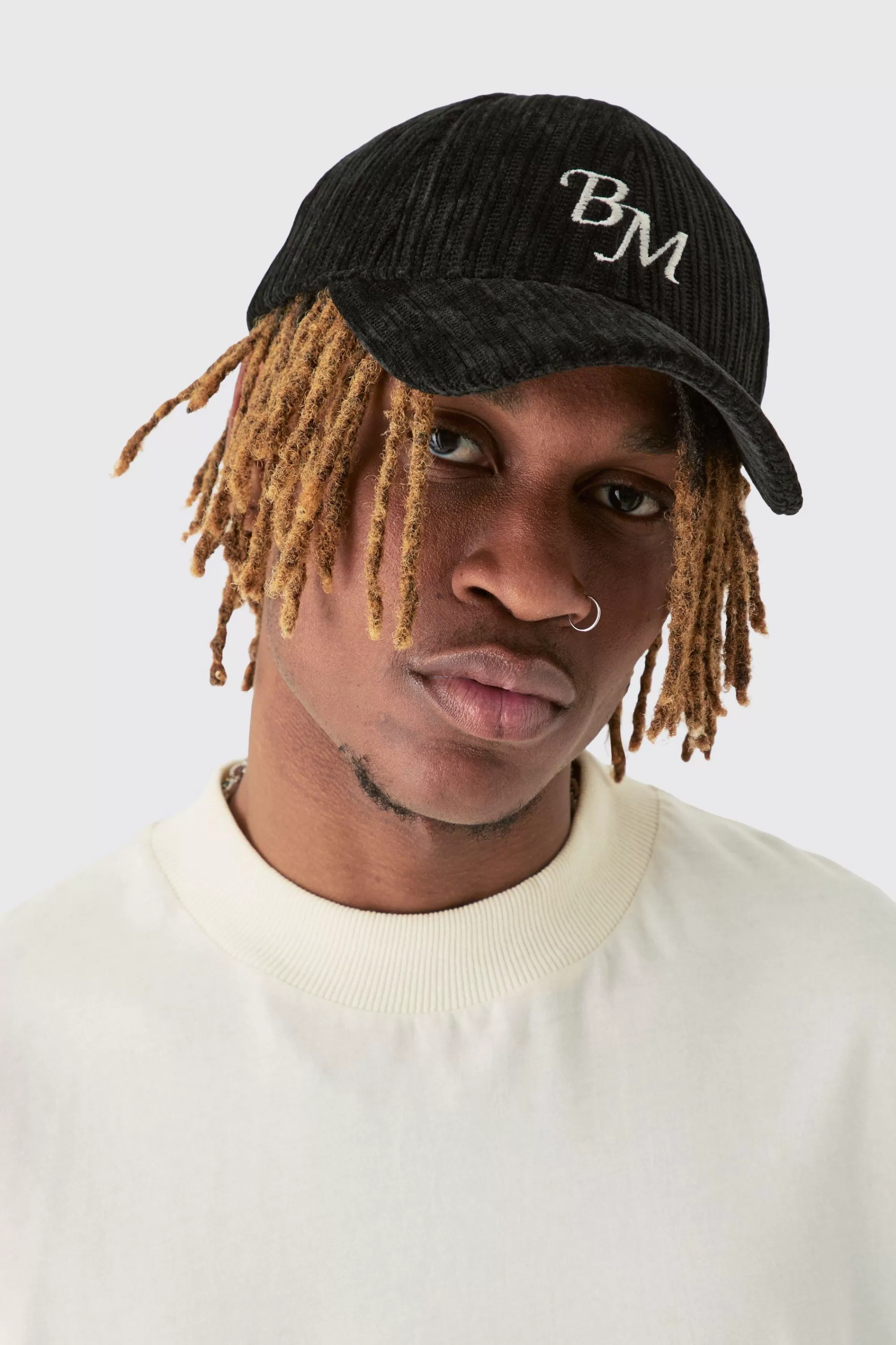 boohooMAN BM Embroidered Corduroy Cap In | UK