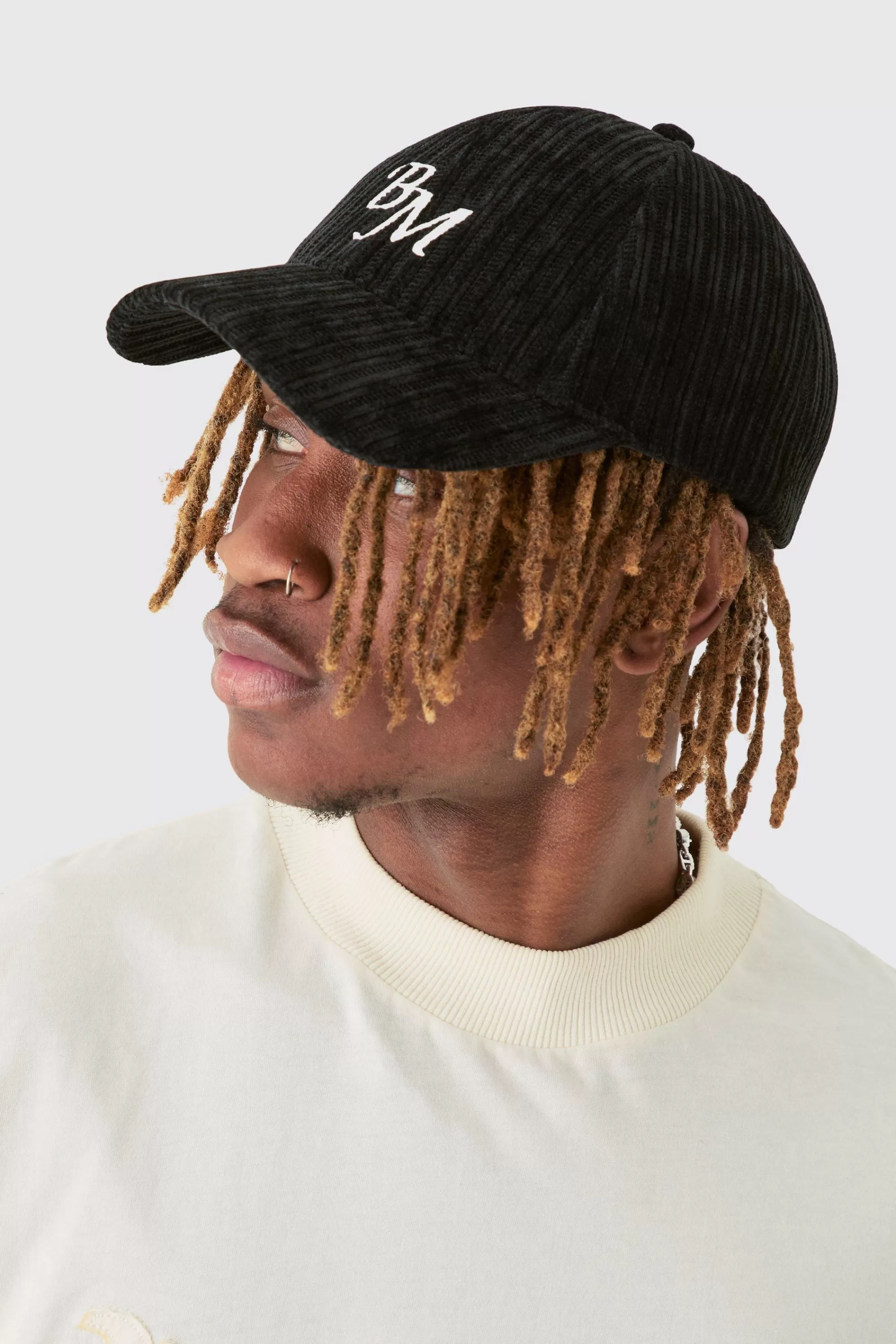 boohooMAN BM Embroidered Corduroy Cap In | UK