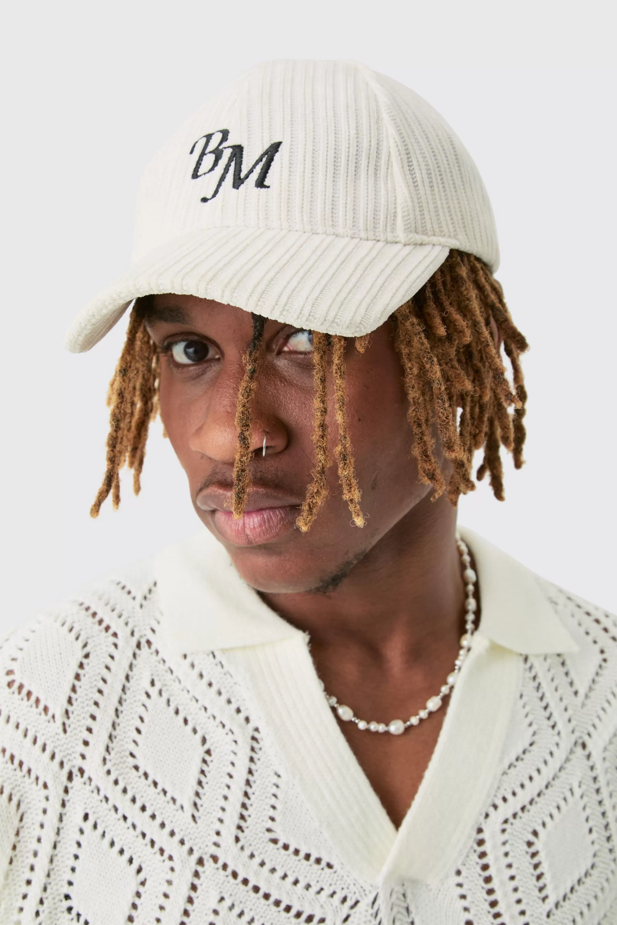 boohooMAN BM Embroidered Corduroy Cap In | UK