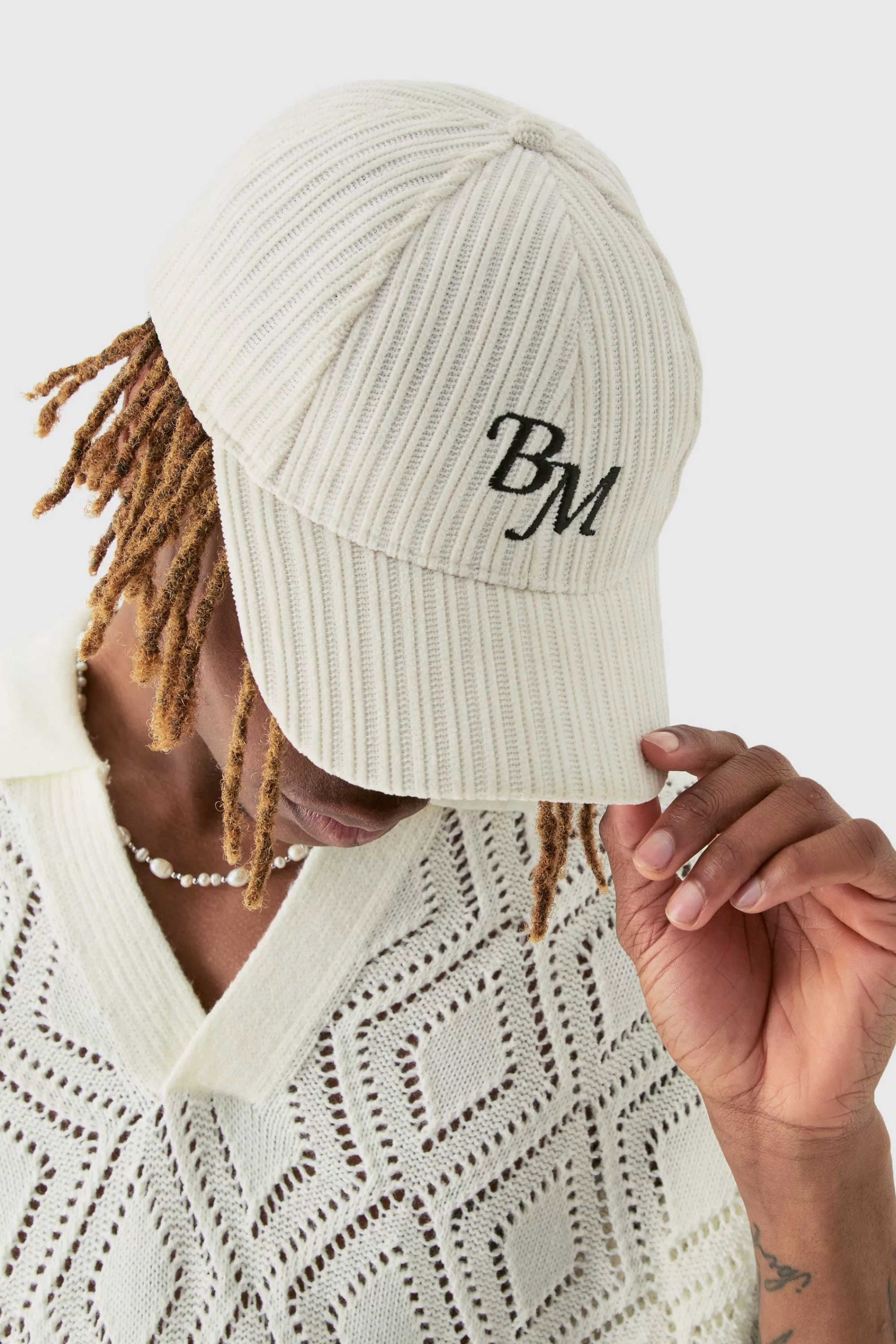 boohooMAN BM Embroidered Corduroy Cap In | UK