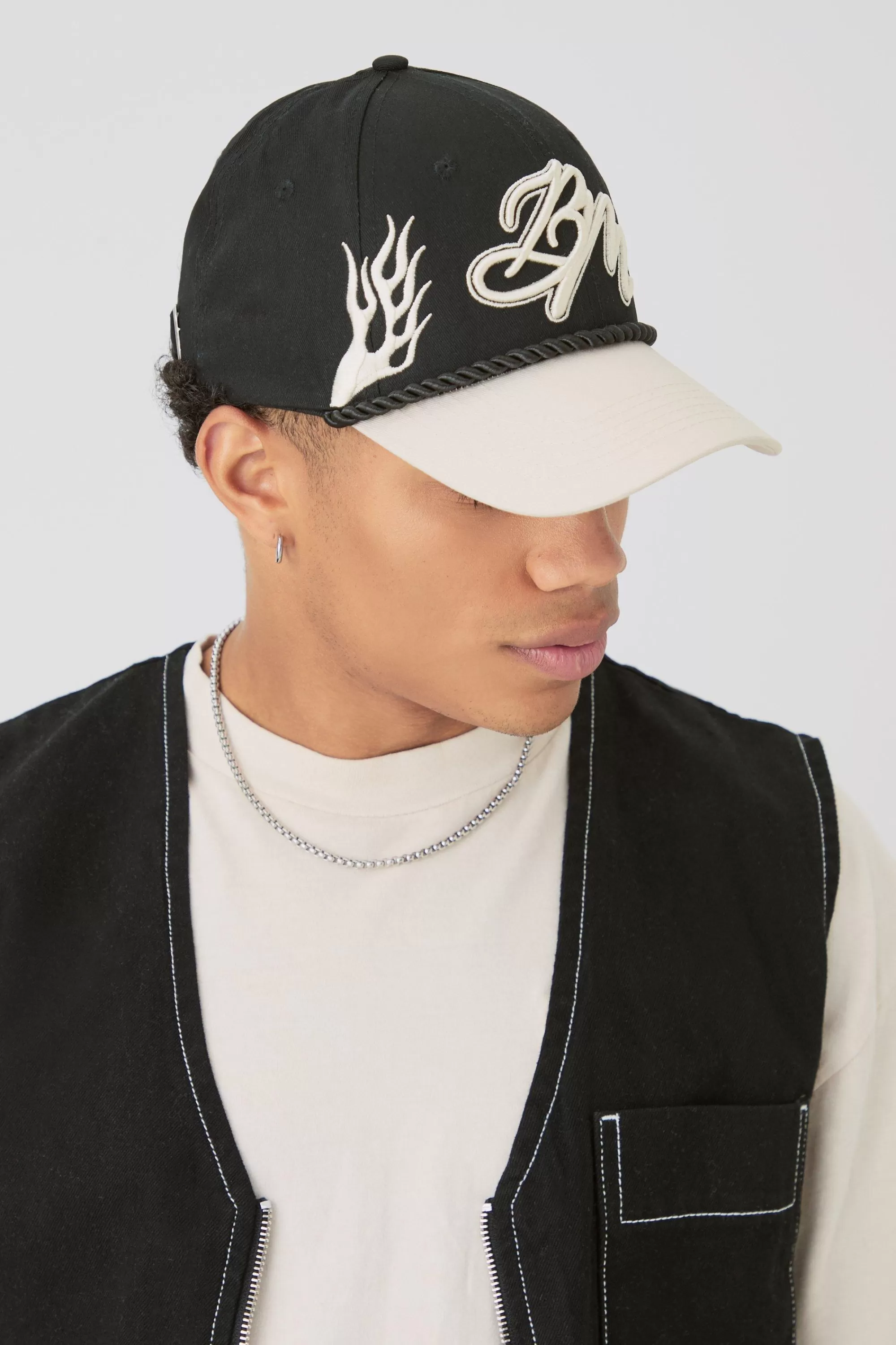 boohooMAN BM Flames Cap In | UK