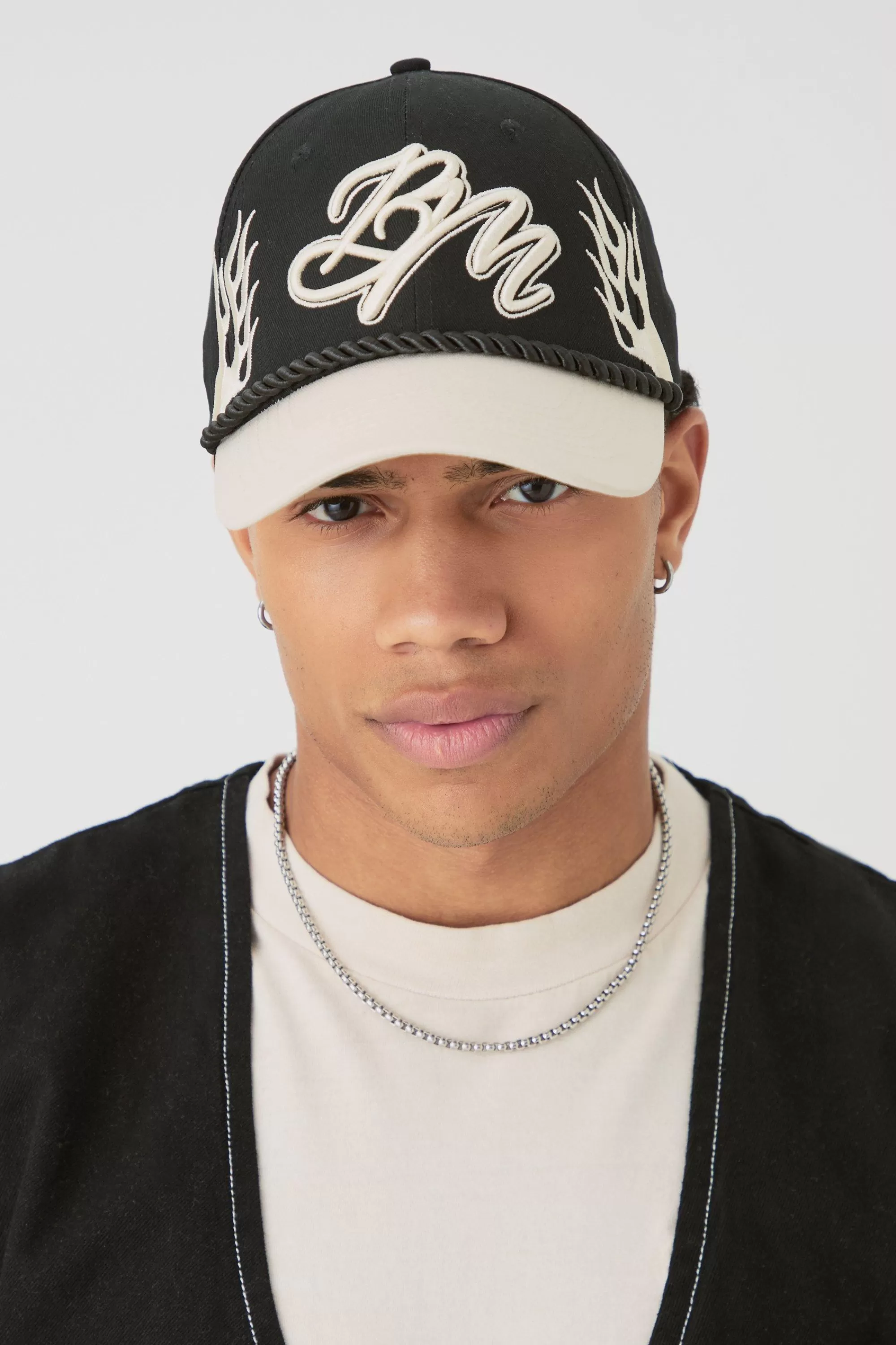 boohooMAN BM Flames Cap In | UK