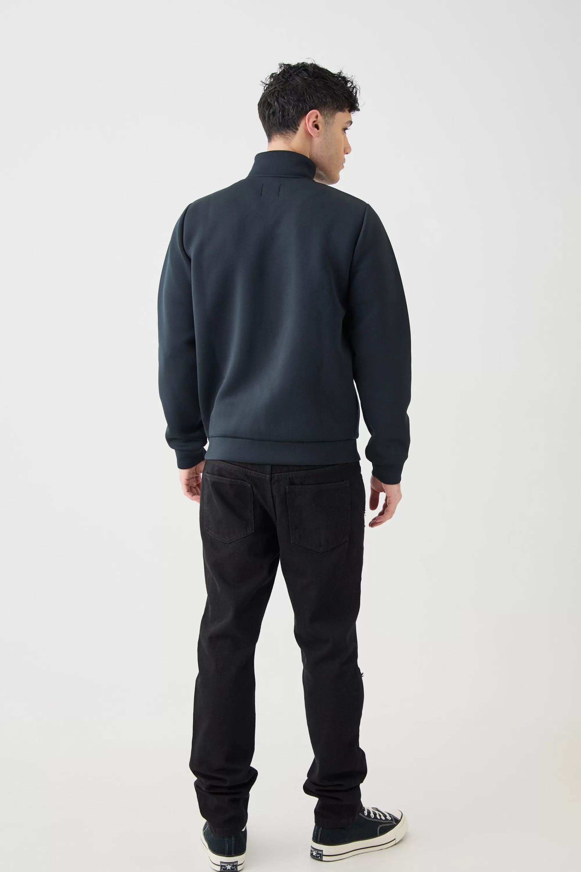 boohooMAN Bonded Scuba Funnel Neck Overshirt | UK