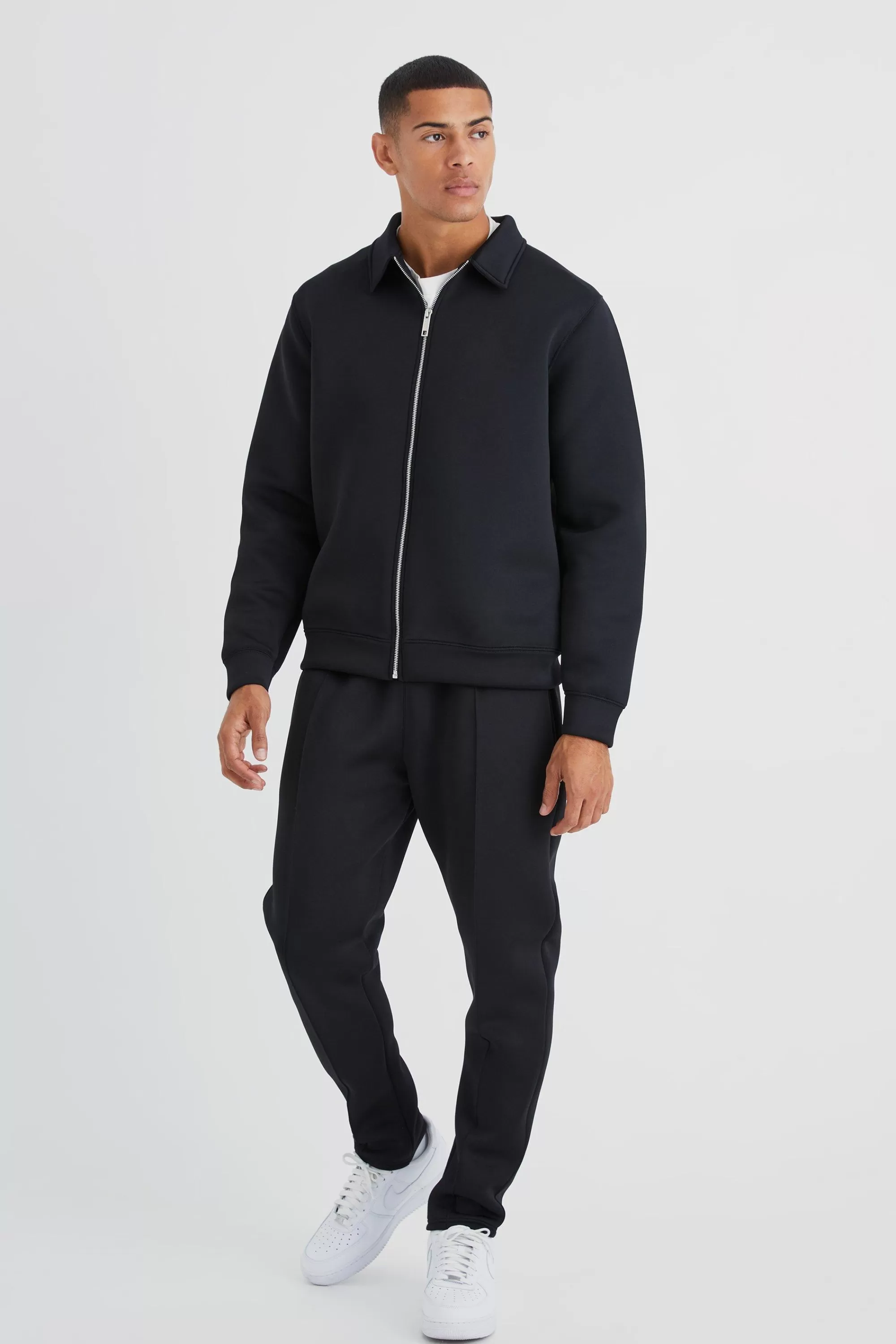 boohooMAN Bonded Scuba Harrington & Jogger | UK