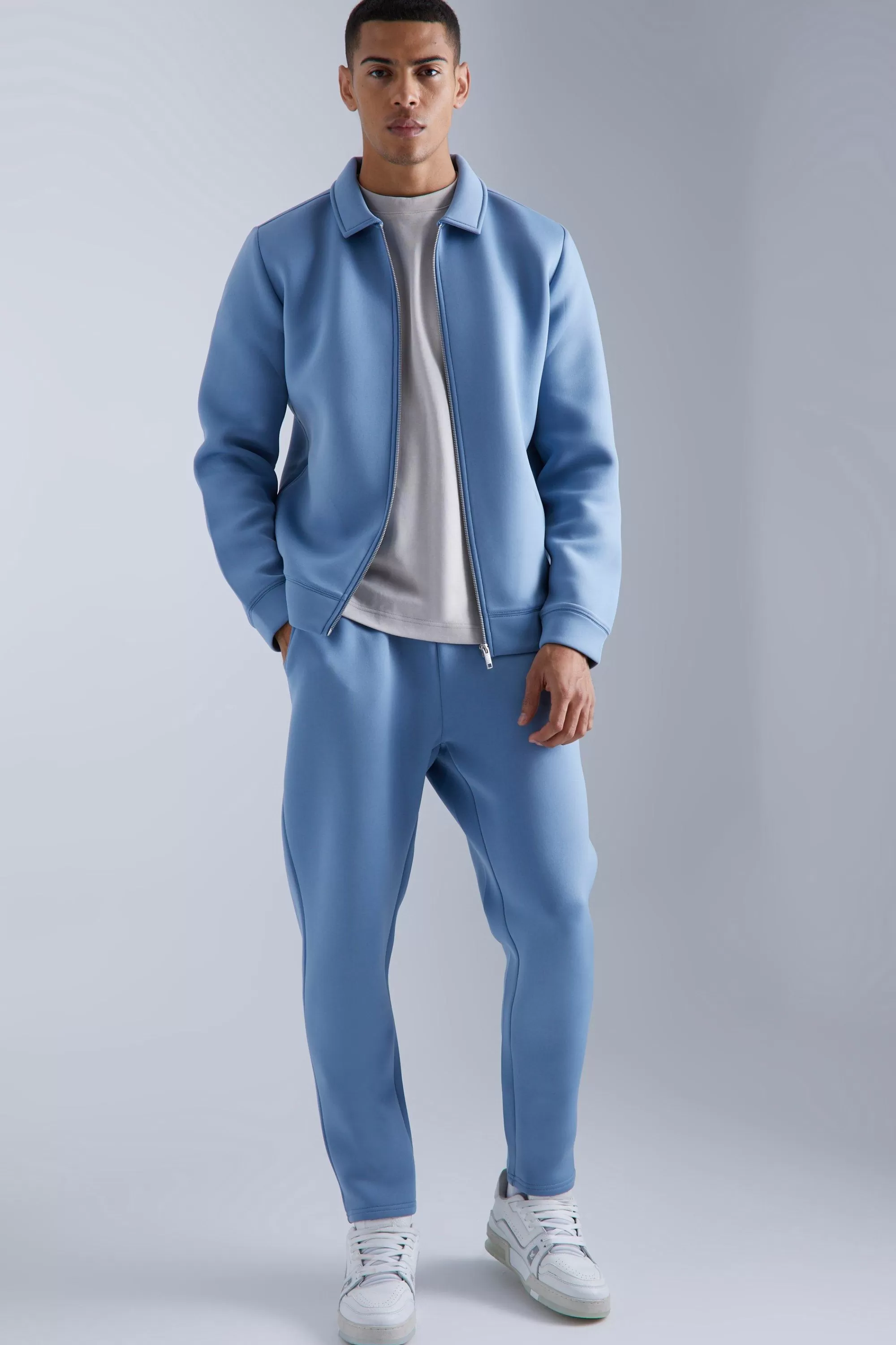 boohooMAN Bonded Scuba Harrington Set | UK