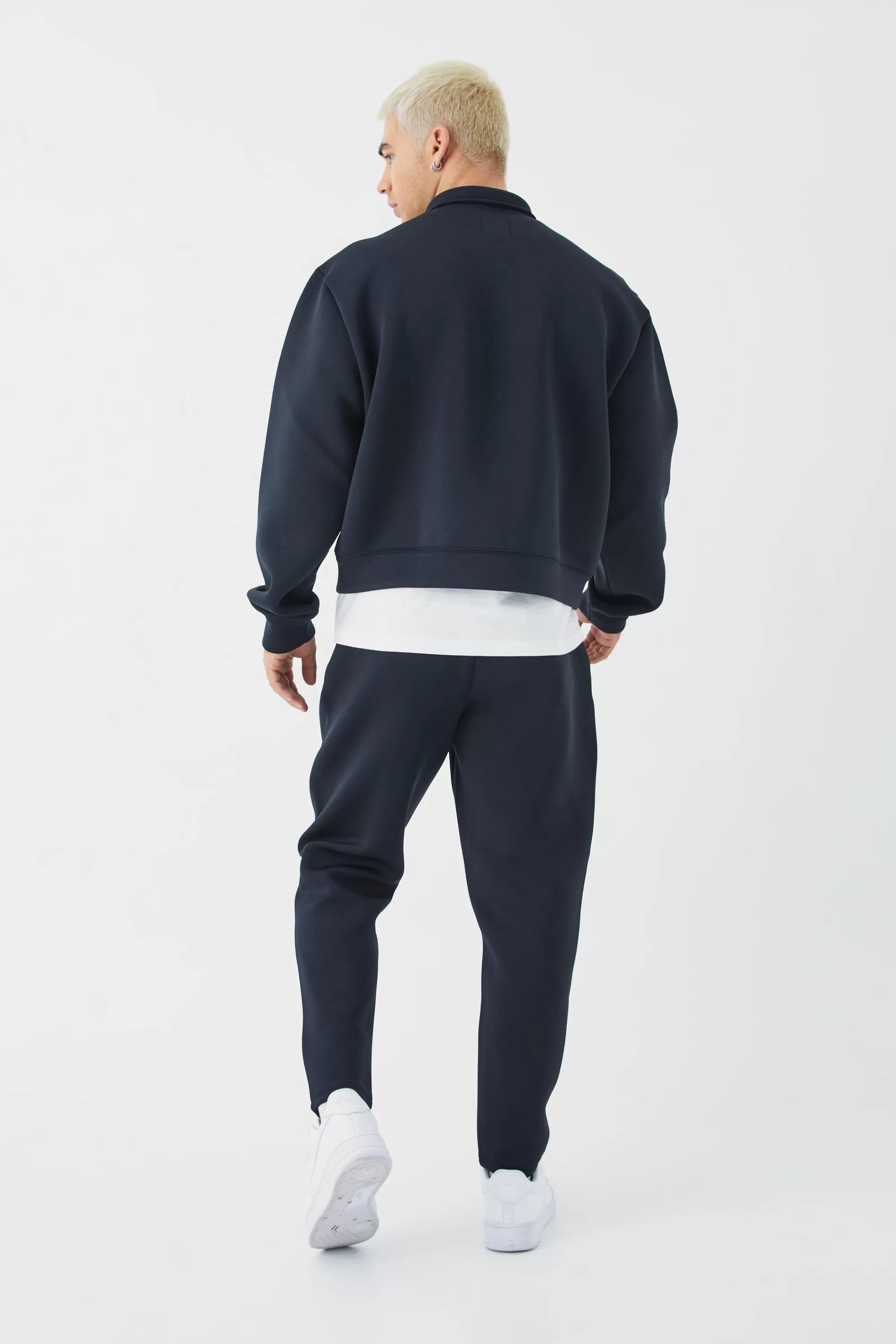 boohooMAN Bonded Scuba Harrington Set | UK